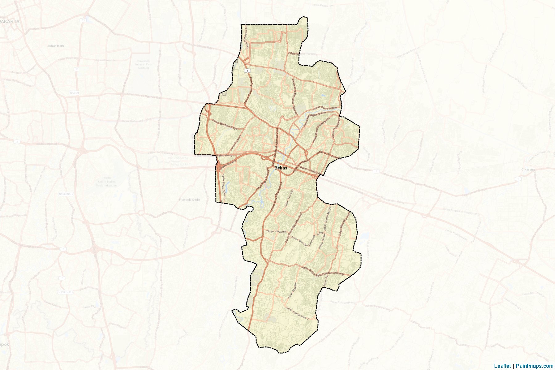 Muestras de recorte de mapas Bekasi (Jawa Barat)-2