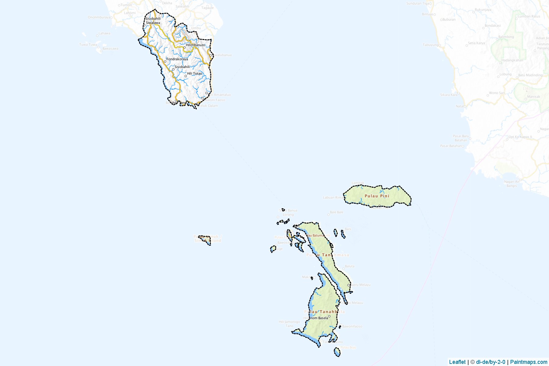 Muestras de recorte de mapas Nias Selatan (Sumatera Utara)-1