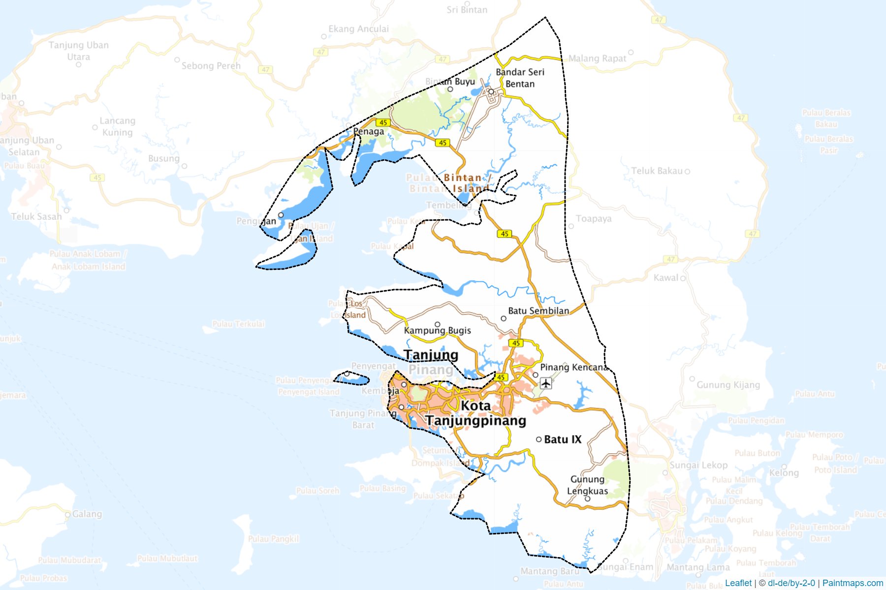 Muestras de recorte de mapas Tanjung Pinang (Kepulauan Riau)-1