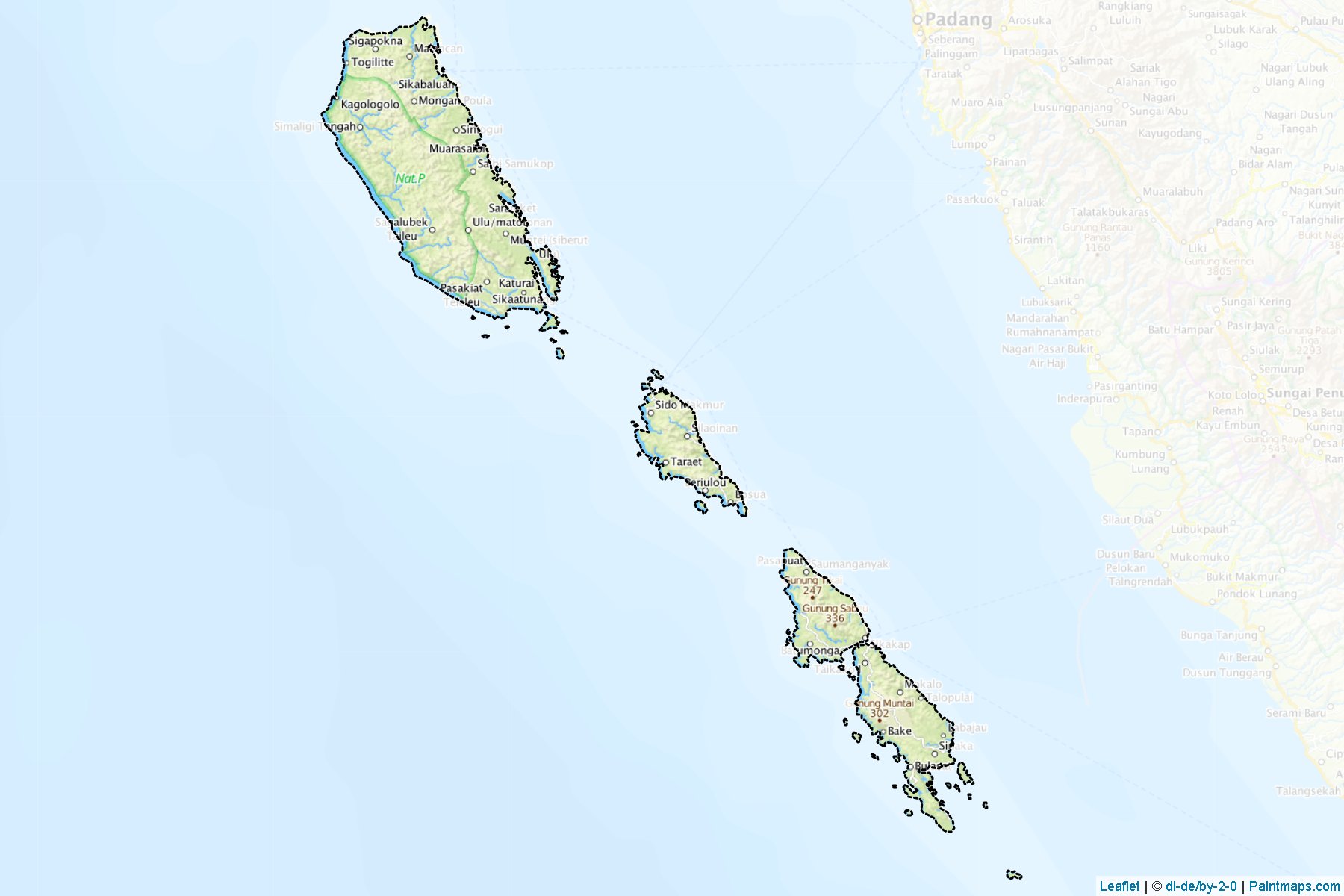 Muestras de recorte de mapas Kepulauan Mentawai (Sumatera Barat)-1