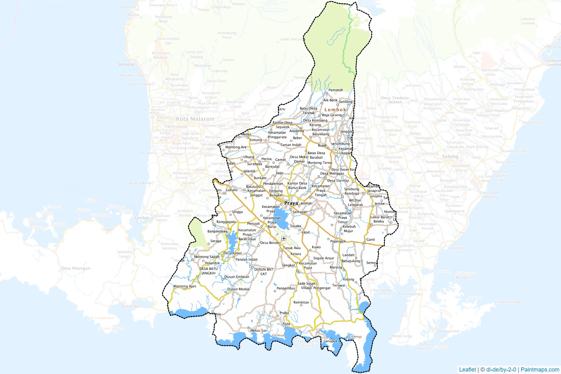 Muestras de recorte de mapas Lombok Tengah (Nusa Tenggara Barat)-1