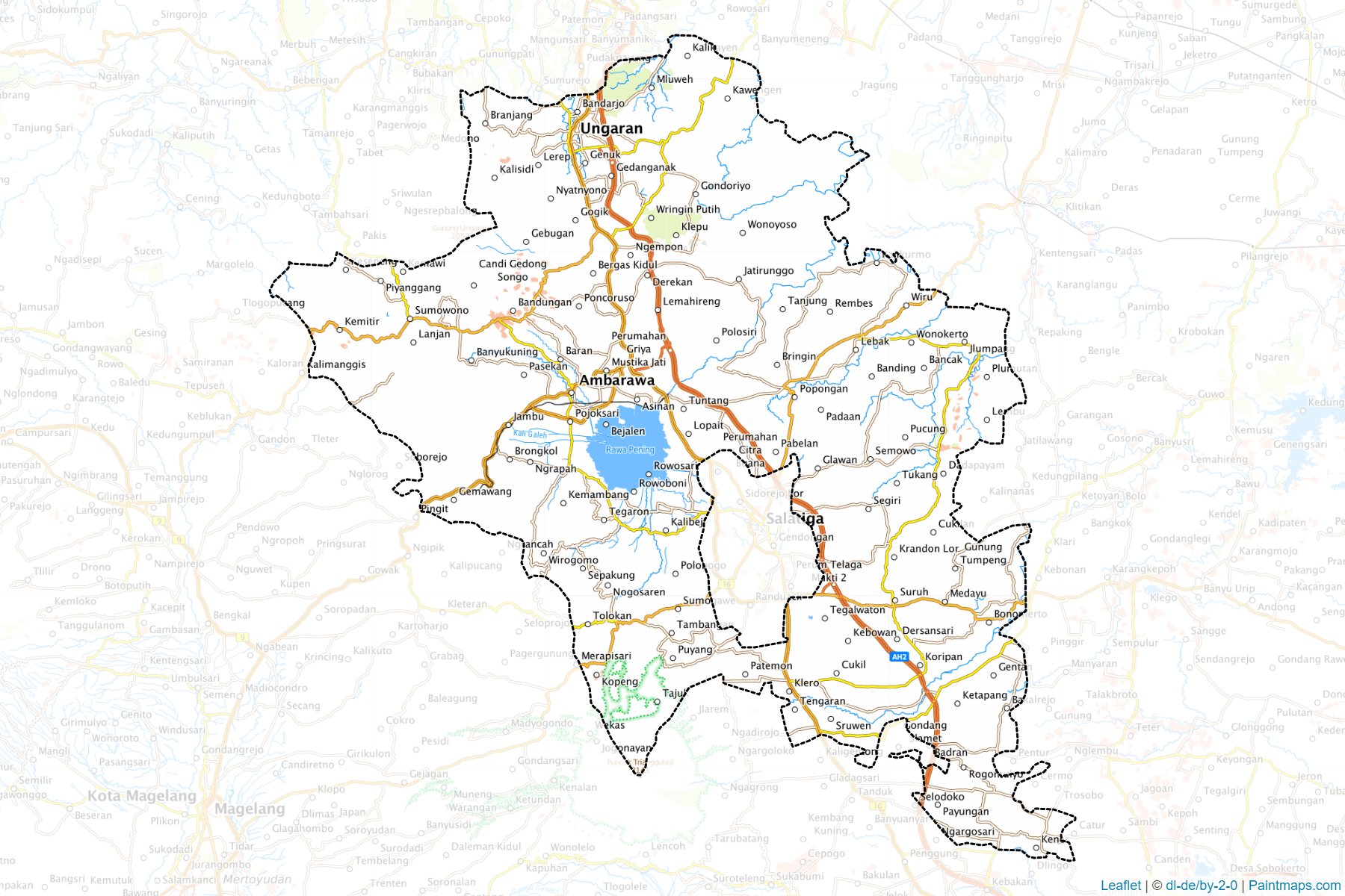 Sample maps of Semarang generated with map cropping (masking) tool.