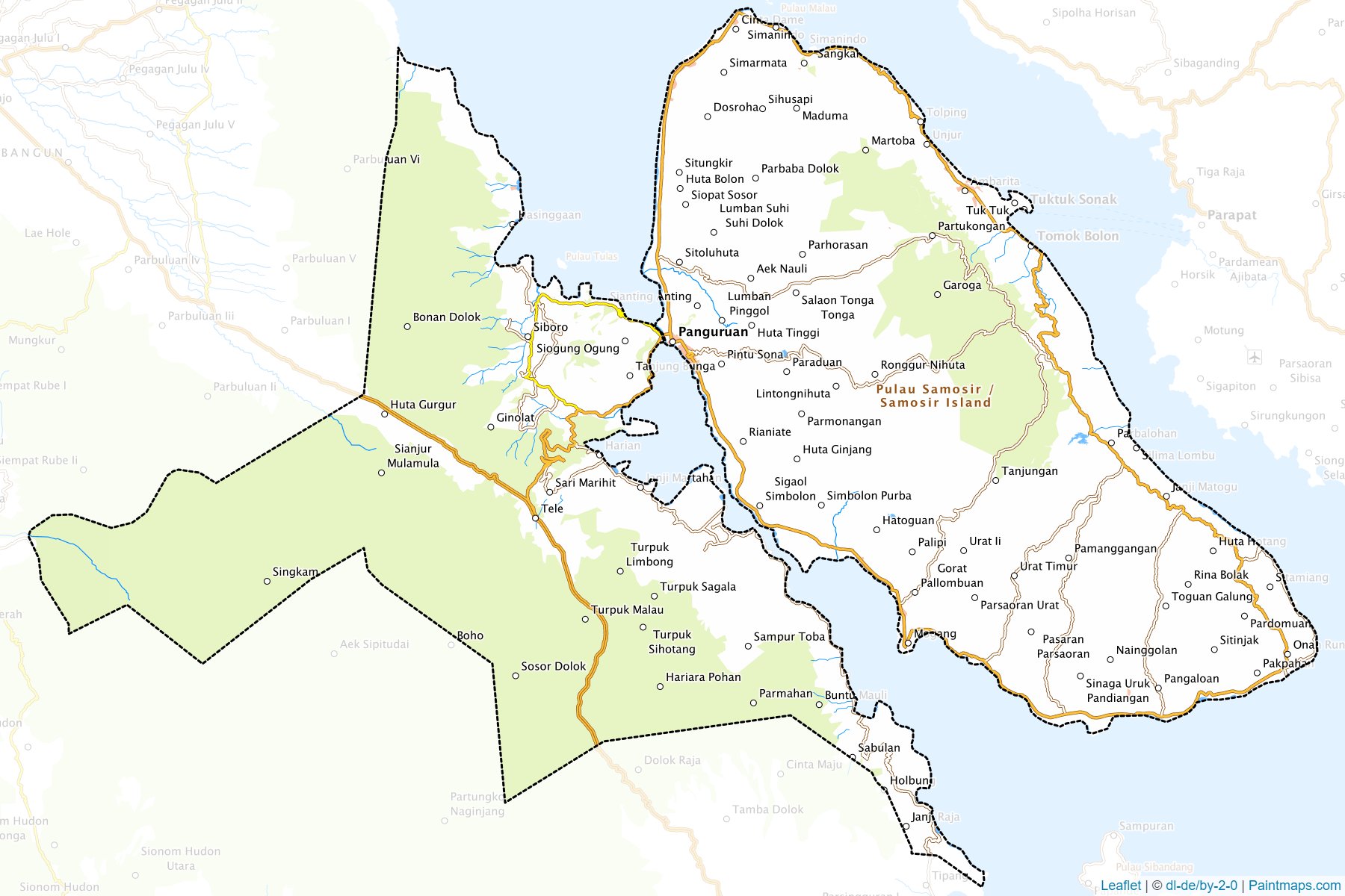 Muestras de recorte de mapas Samosir (Sumatera Utara)-1