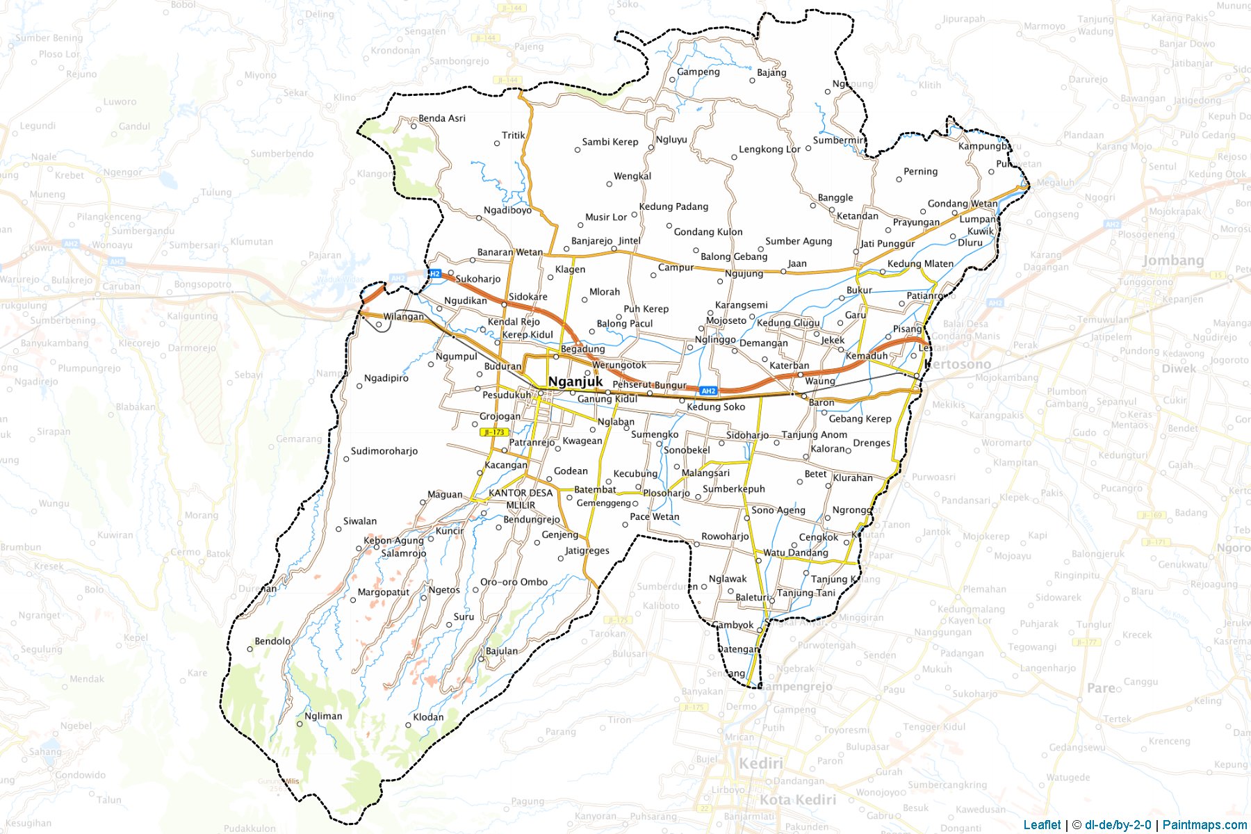 Muestras de recorte de mapas Nganjuk (Jawa Timur)-1