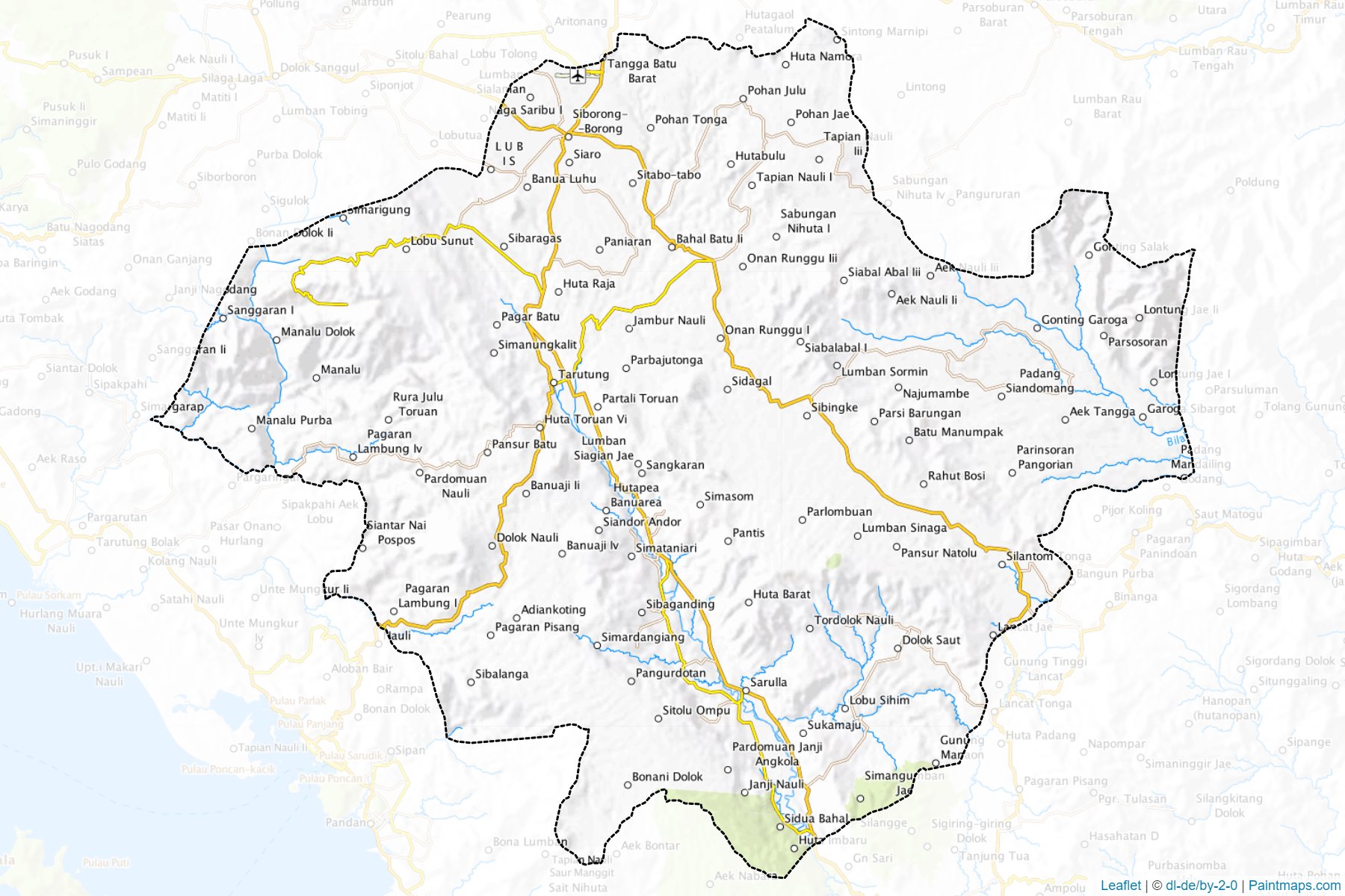 Muestras de recorte de mapas Tapanuli Utara (Sumatera Utara)-1