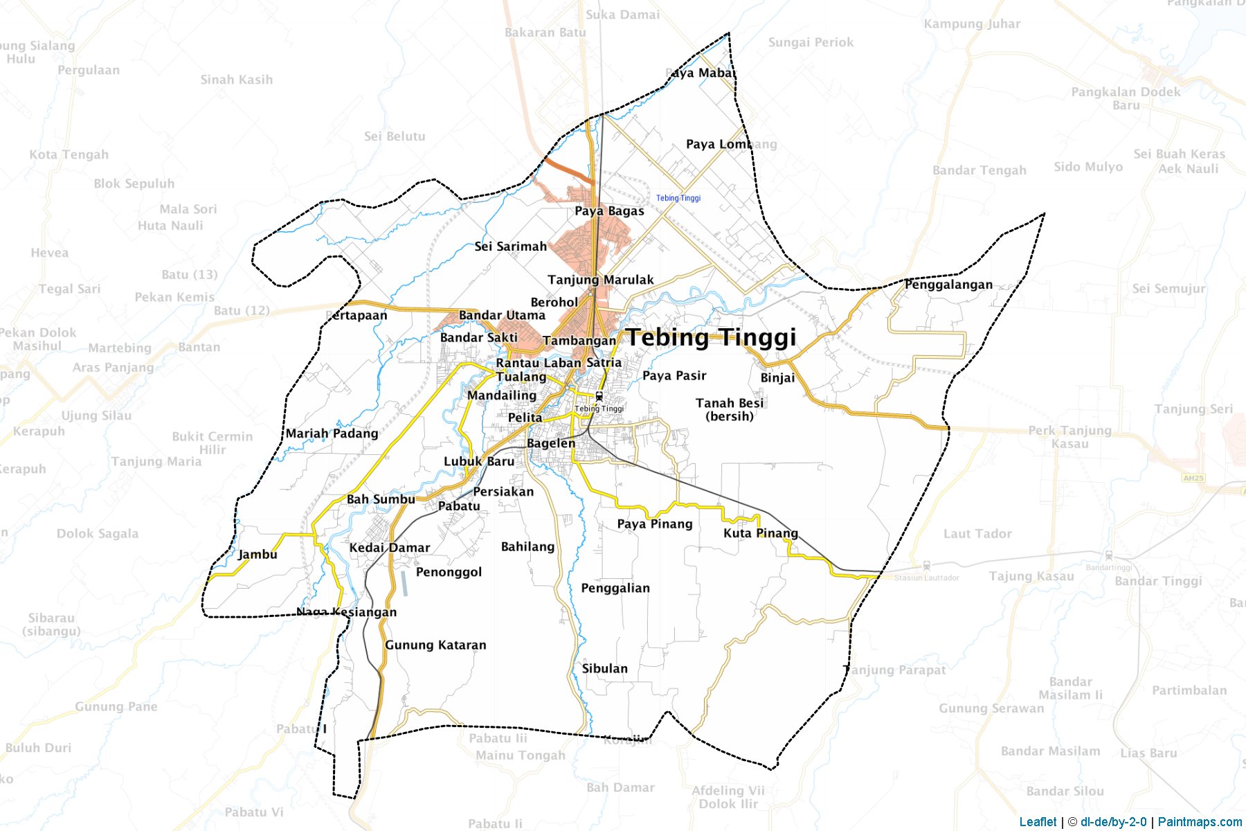 Kota Tebingtinggi (Kuzey Sumatra) Haritası Örnekleri-1