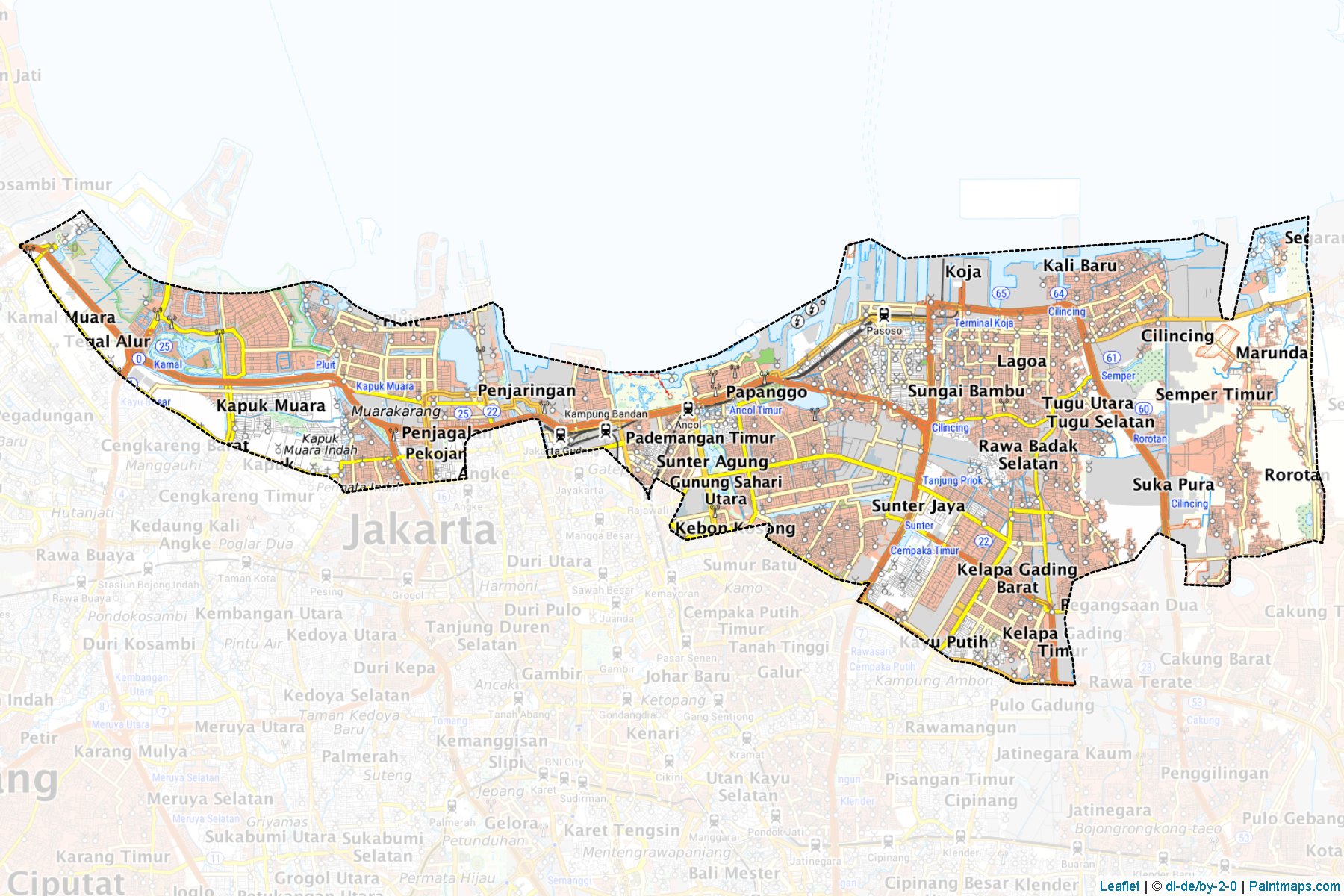 Muestras de recorte de mapas Jakarta Utara (Jakarta Raya)-1