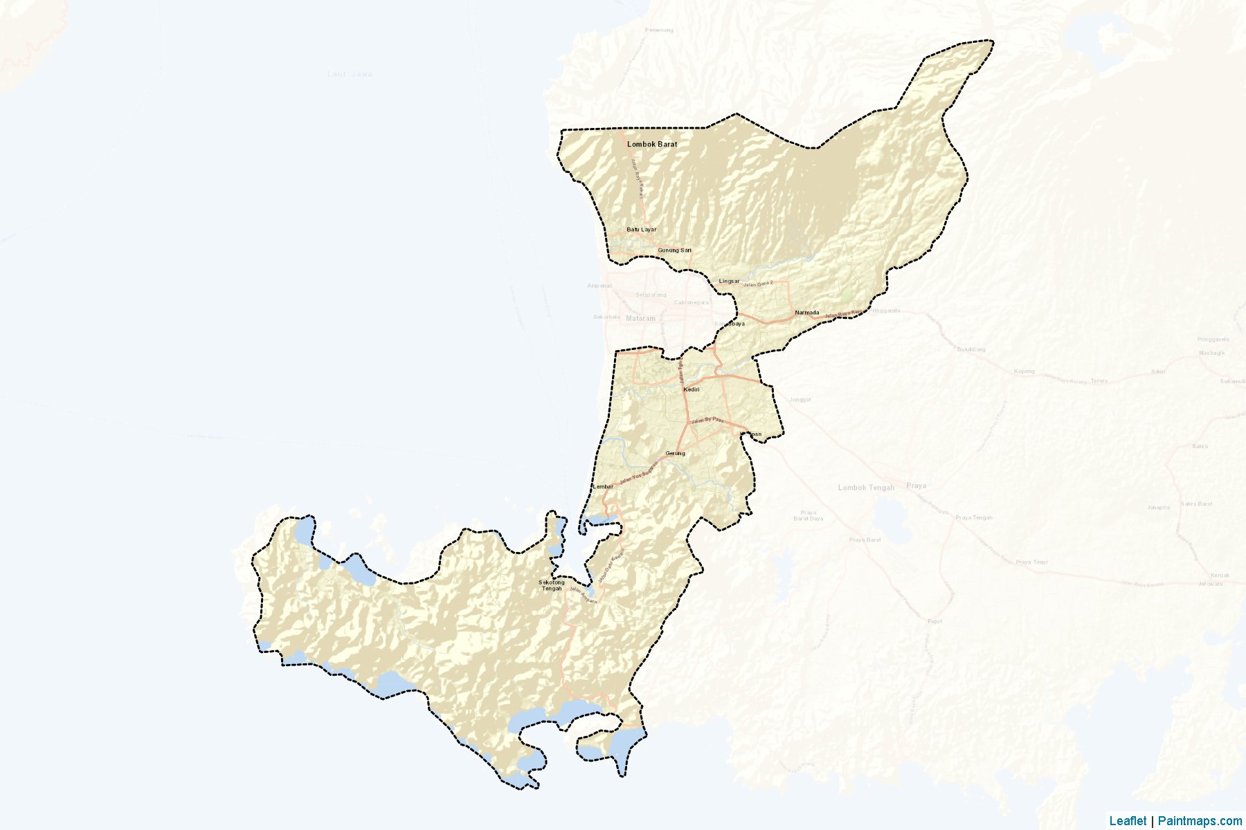 Muestras de recorte de mapas Lombok Barat (Nusa Tenggara Barat)-2