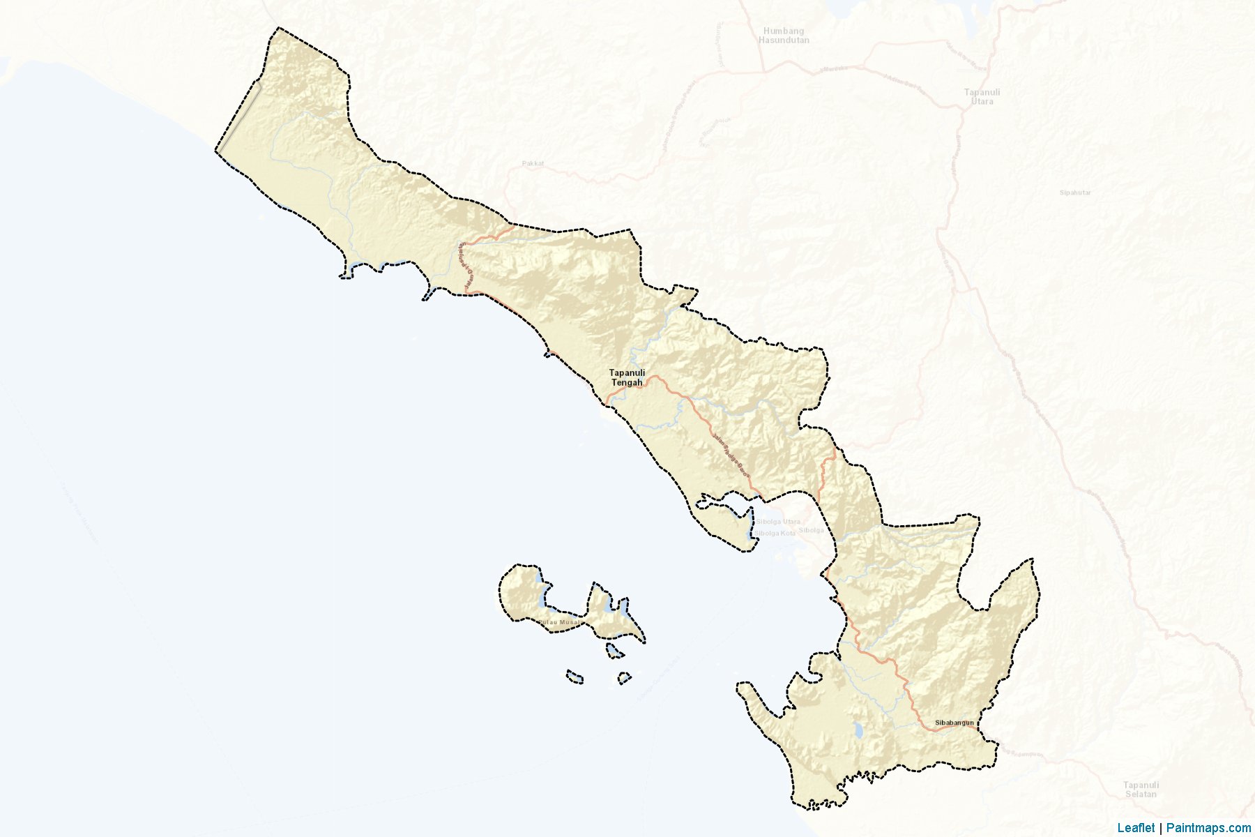 Muestras de recorte de mapas Tapanuli Tengah (Sumatera Utara)-2