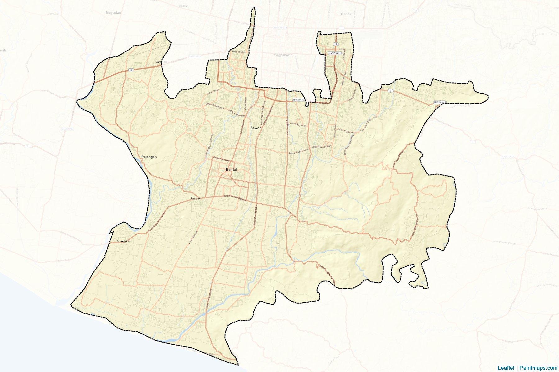 Bantul (Yogyakarta Özel Bölgesi) Haritası Örnekleri-2