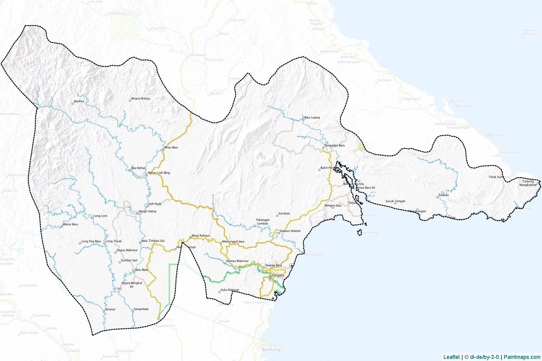 Muestras de recorte de mapas Kutai Timur (Kalimantan Timur)-1