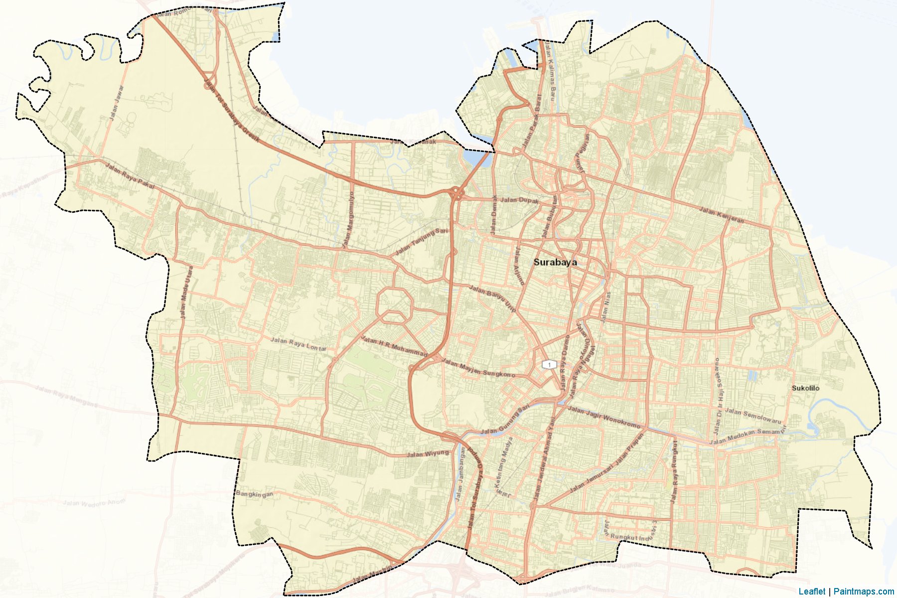 Muestras de recorte de mapas Surabaya (Jawa Timur)-2