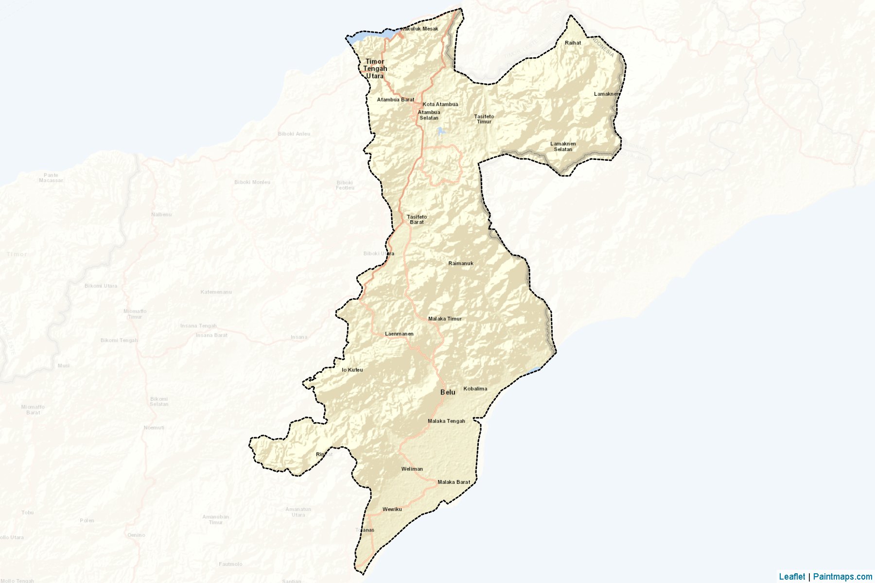 Muestras de recorte de mapas Belu (Nusa Tenggara Timur)-2