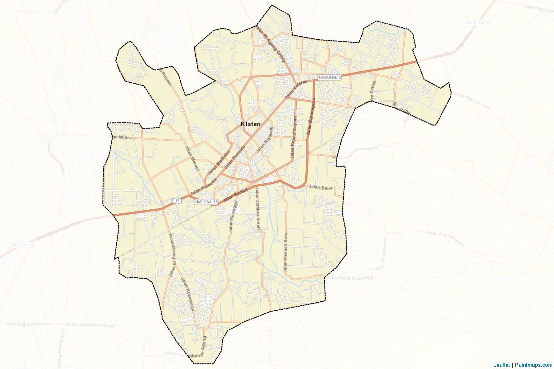 Muestras de recorte de mapas Kota Klaten (Jawa Tengah)-2