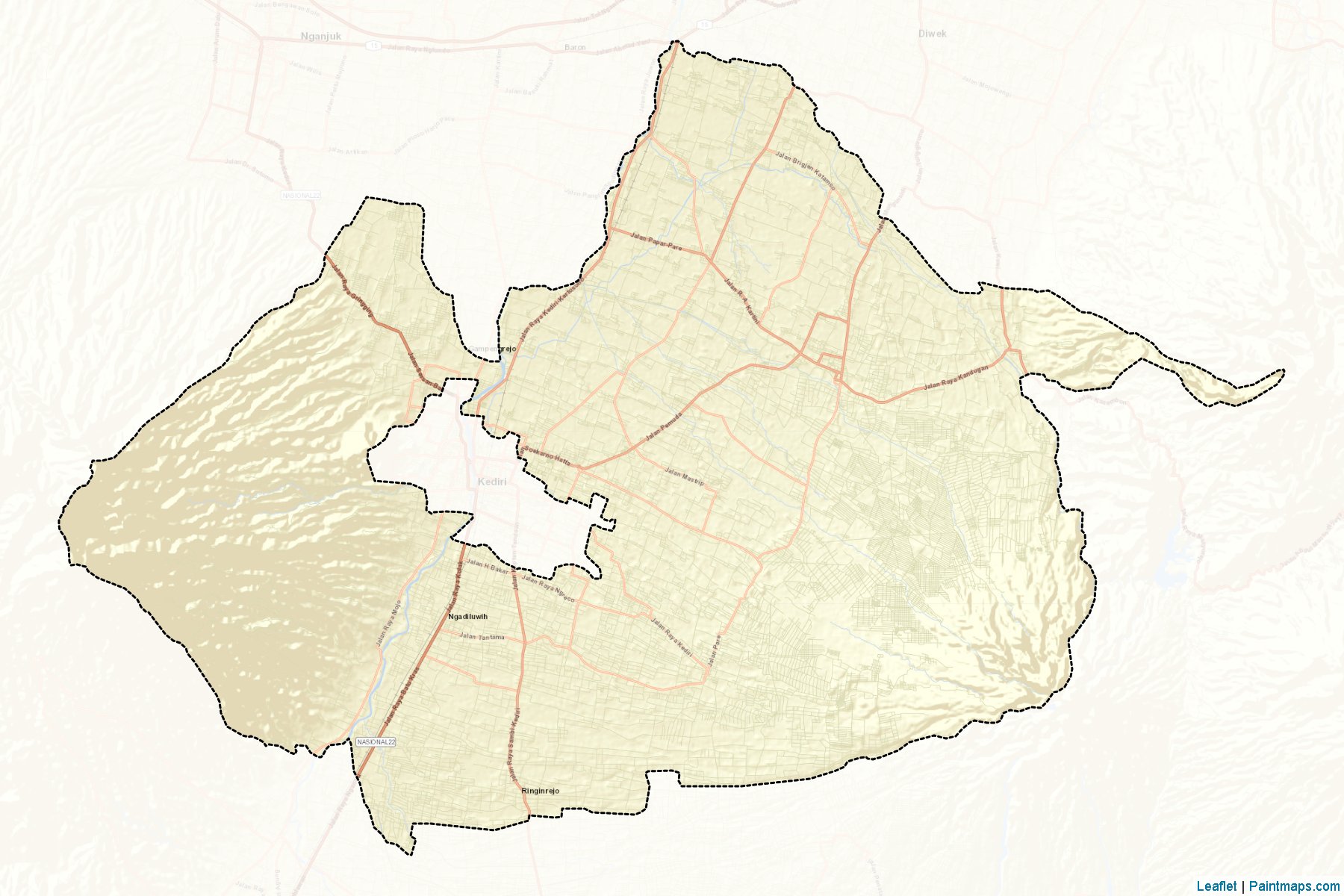 Muestras de recorte de mapas Kediri (Jawa Timur)-2