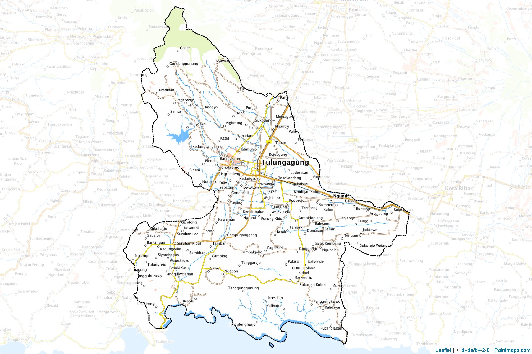 Muestras de recorte de mapas Tulungagung (Jawa Timur)-1