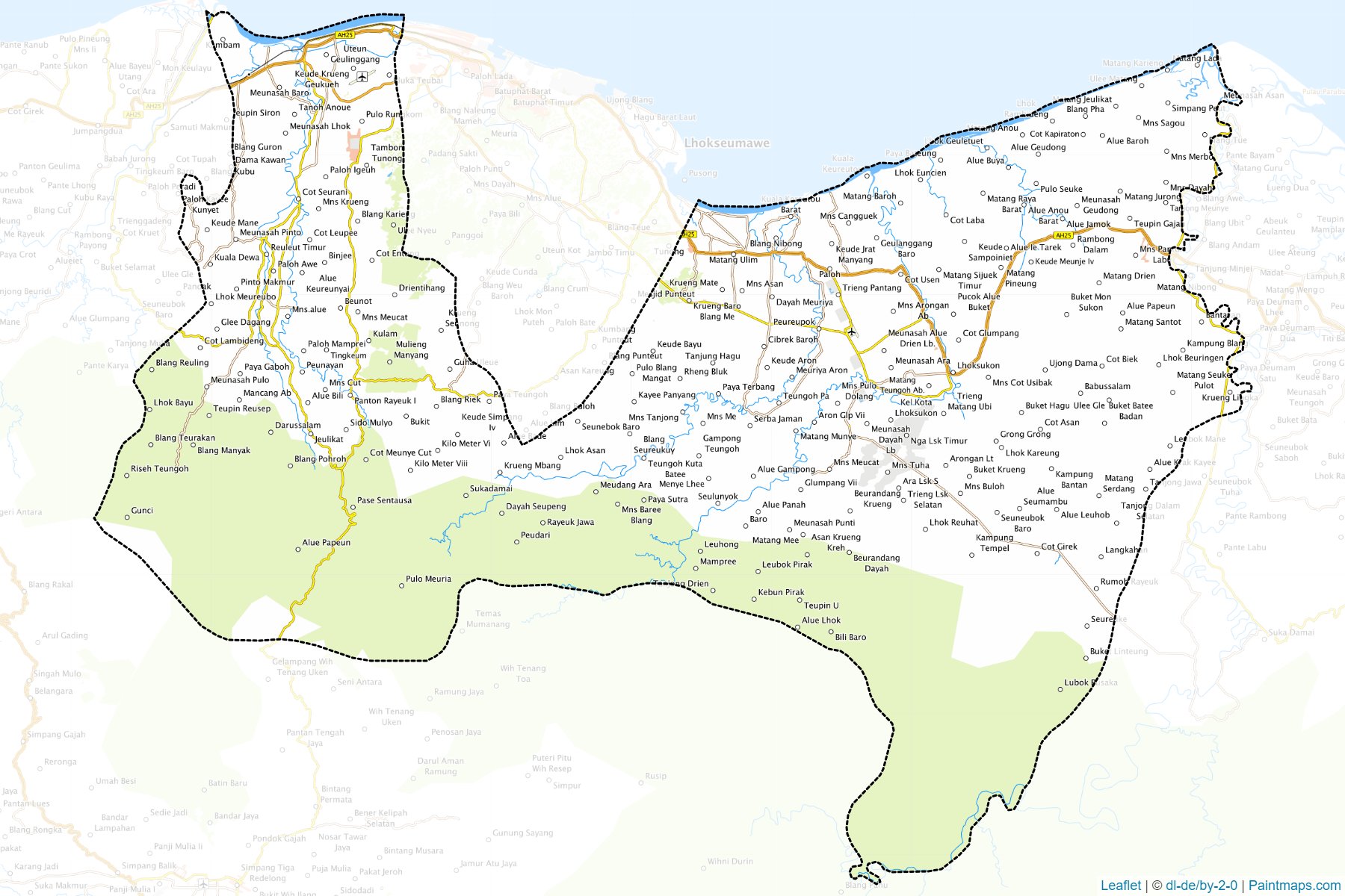 Muestras de recorte de mapas Aceh Utara (Aceh)-1