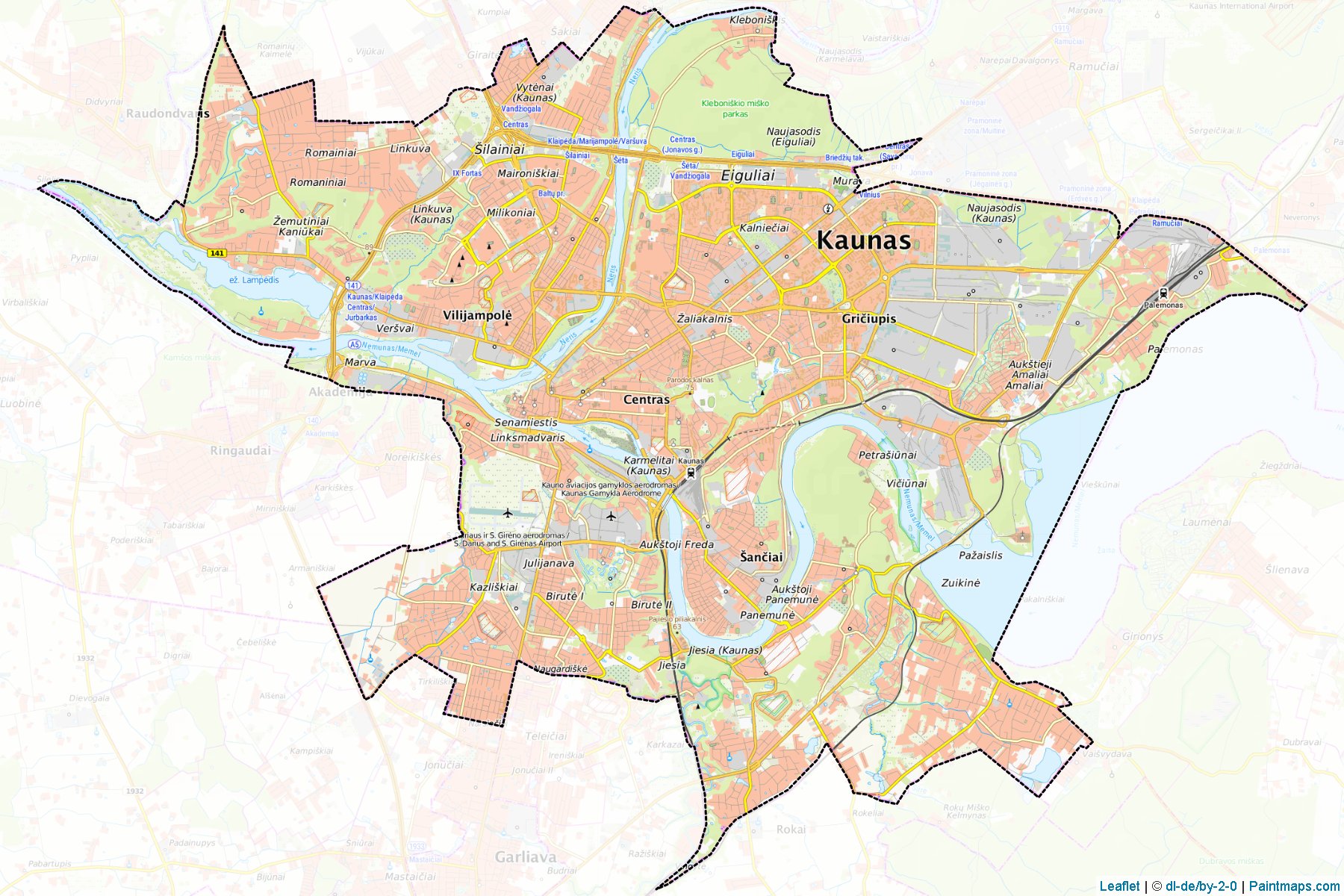 Muestras de recorte de mapas Kaunas (Kaunas)-1