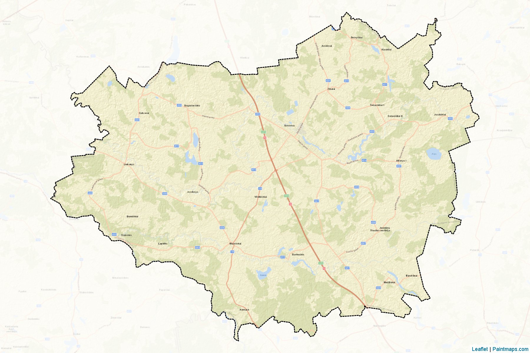 Muestras de recorte de mapas Širvintos (Vilnius)-2