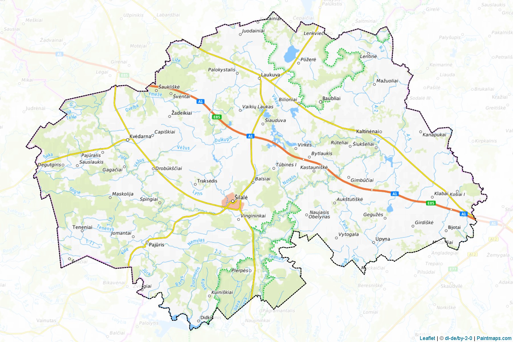 Muestras de recorte de mapas Šilale (Taurage)-1