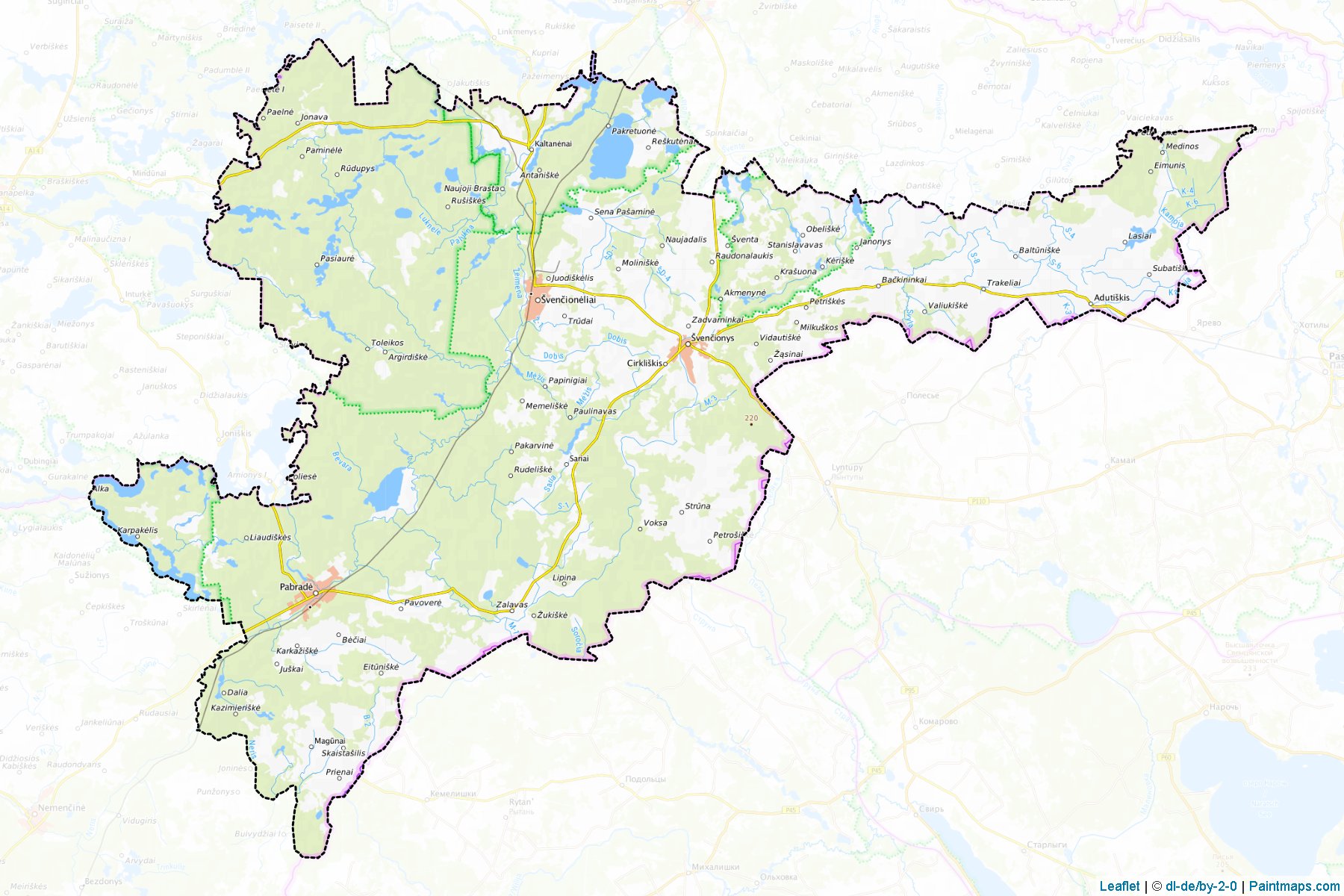 Muestras de recorte de mapas Švencionys (Vilnius)-1