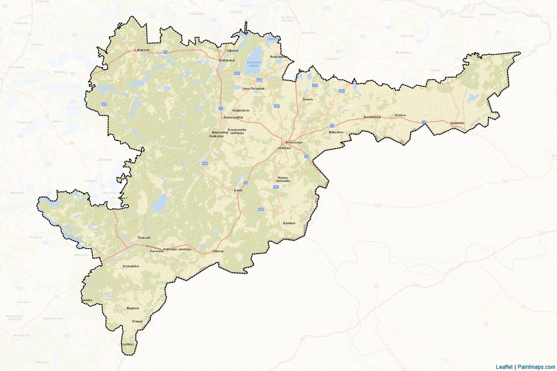 Muestras de recorte de mapas Švencionys (Vilnius)-2