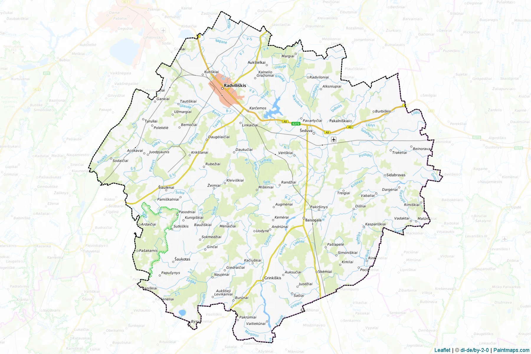 Muestras de recorte de mapas Radviliškis (Šiauliai)-1