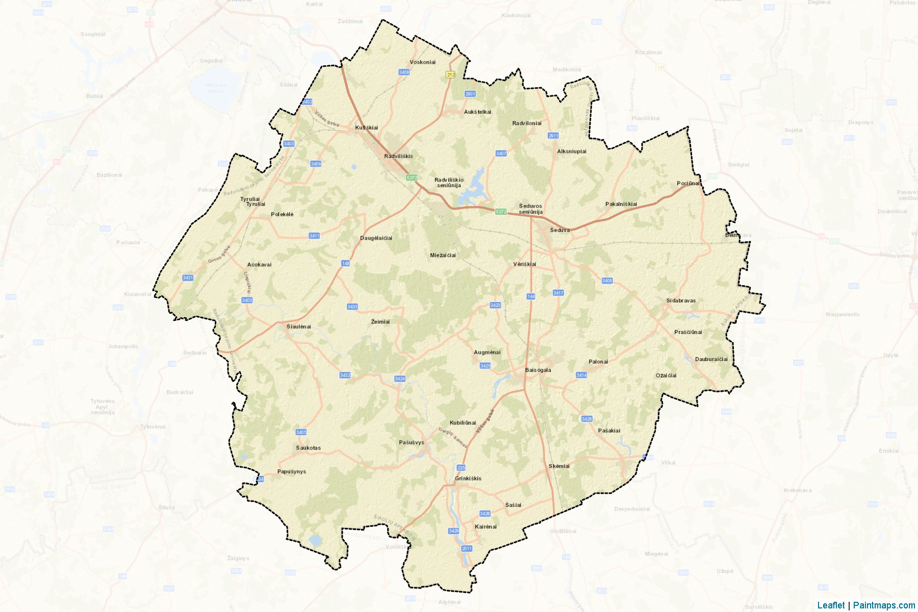 Muestras de recorte de mapas Radviliškis (Šiauliai)-2