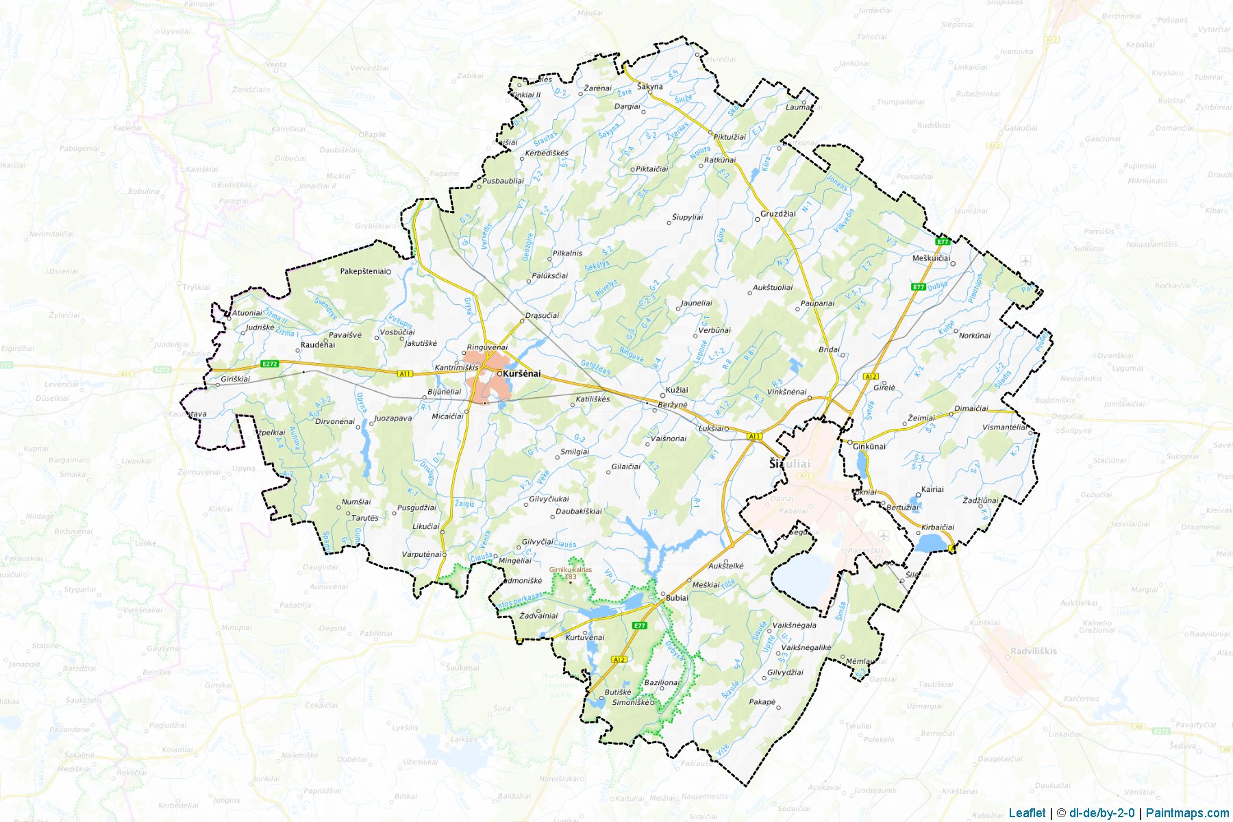 Muestras de recorte de mapas Šiauliai (Šiauliai)-1