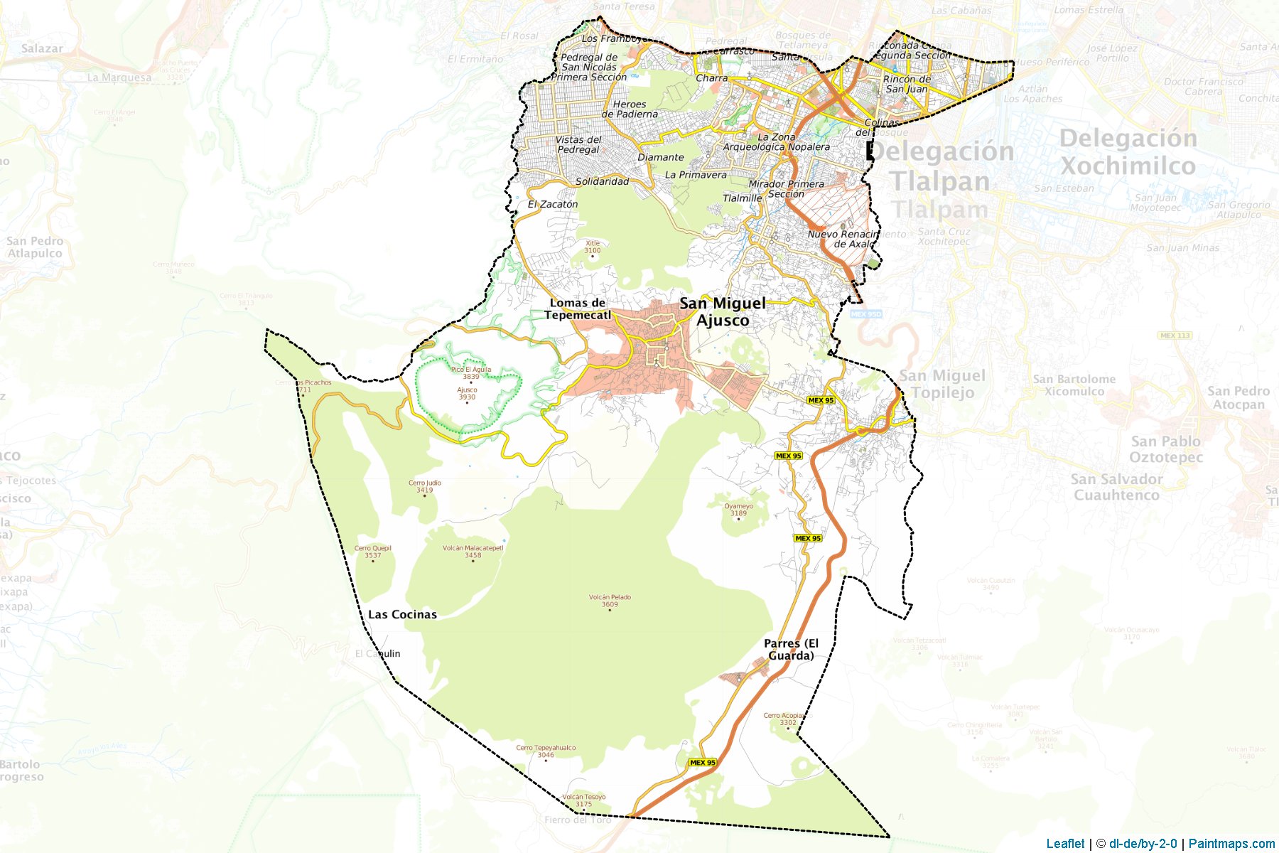 Muestras de recorte de mapas Tlalpan (Ciudad de México)-1