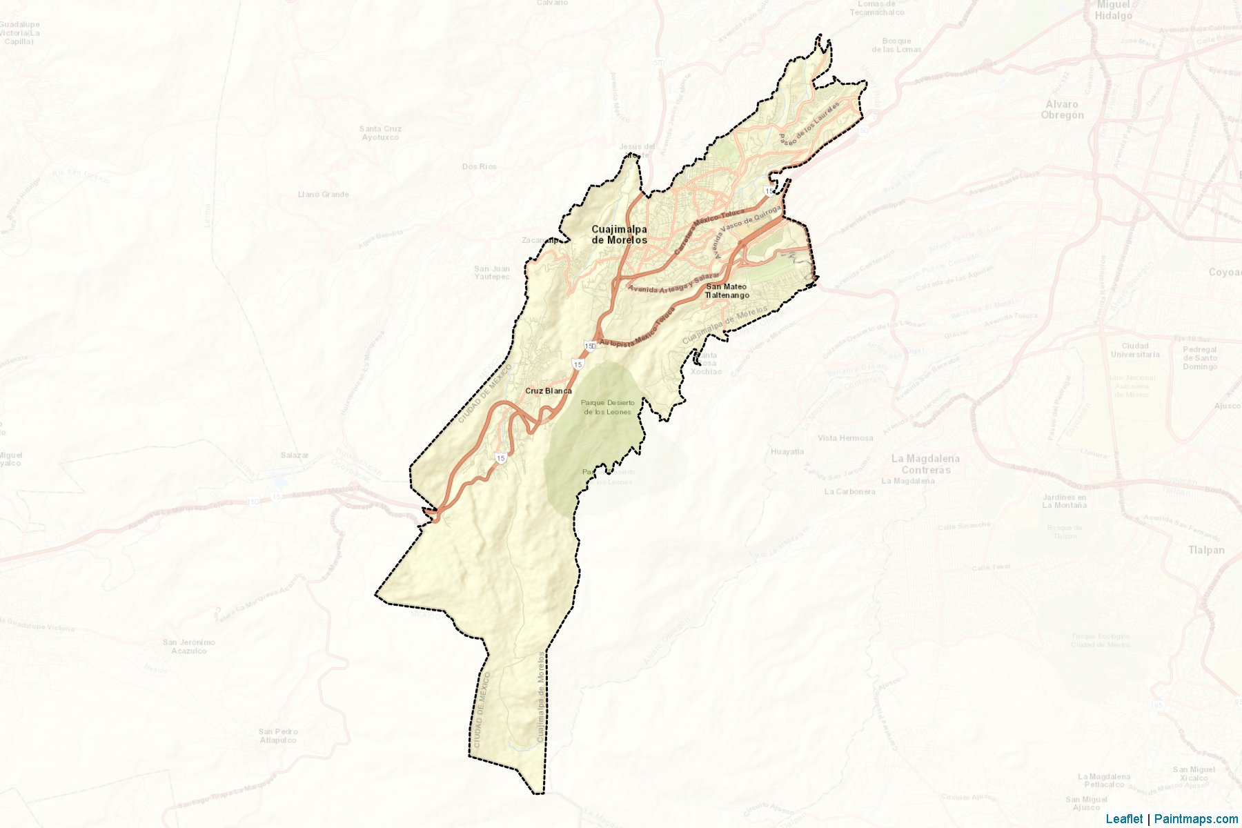 Muestras de recorte de mapas Cuajimalpa de Morelos (Ciudad de México)-2