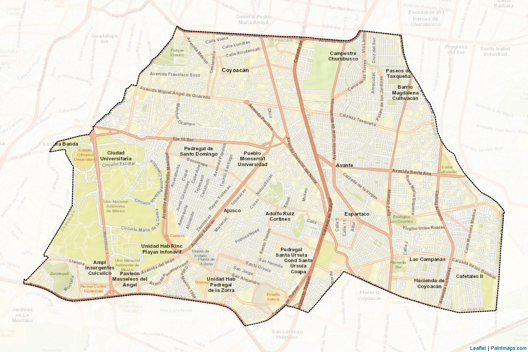 Muestras de recorte de mapas Coyoacán (Ciudad de México)-2