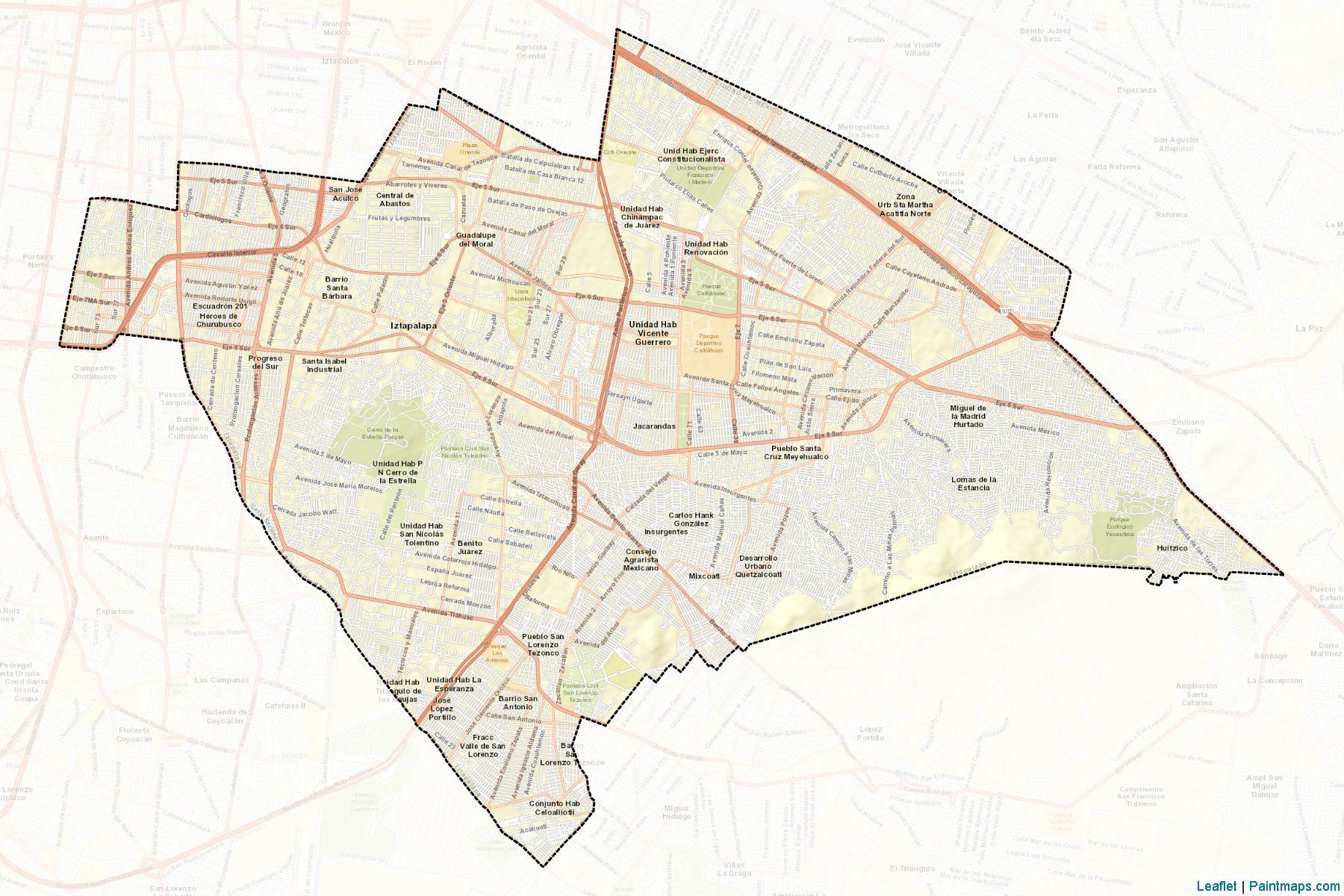 Muestras de recorte de mapas Iztapalapa (Ciudad de México)-2