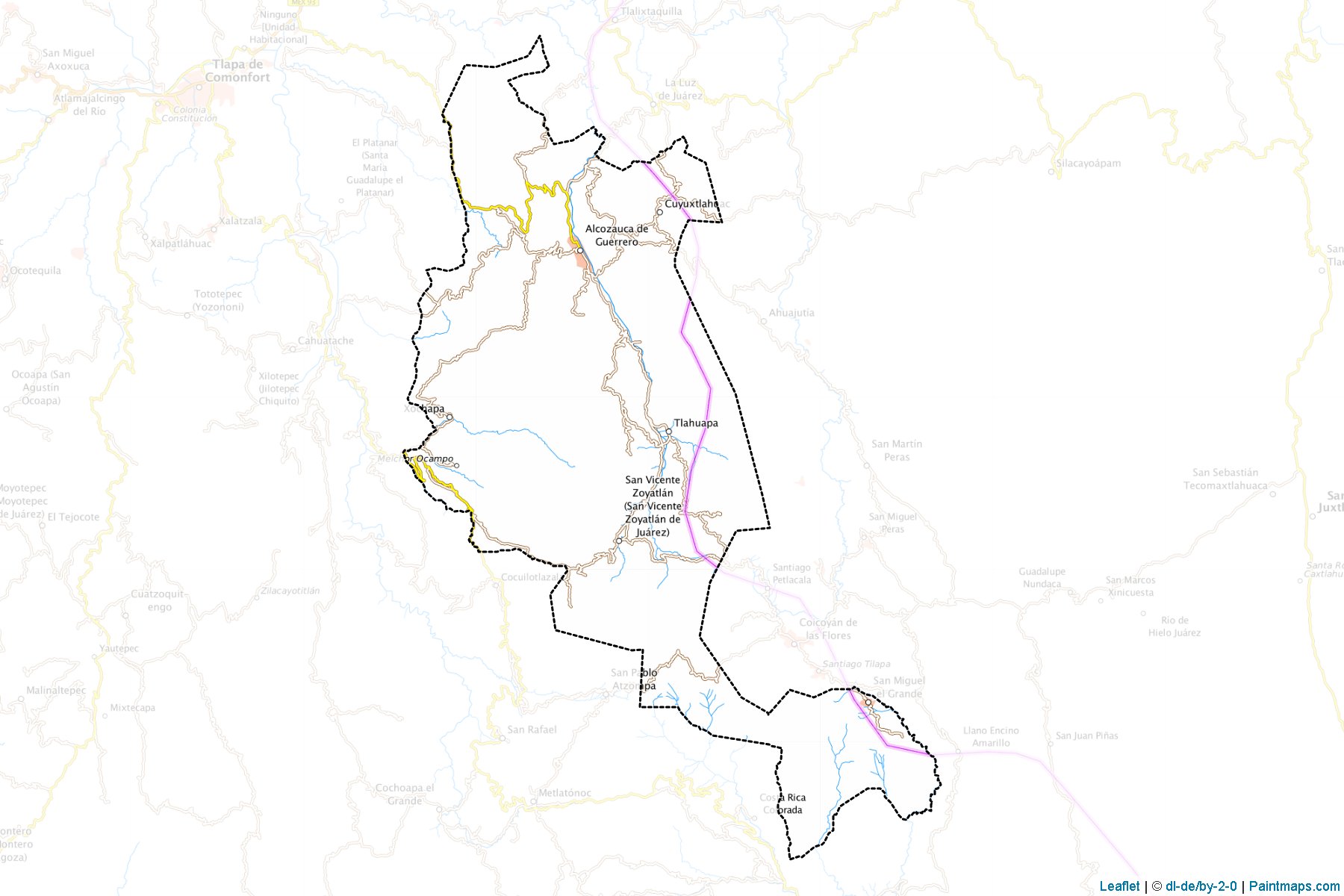 Alcozauca de Guerrero (Guerrero) Map Cropping Samples-1