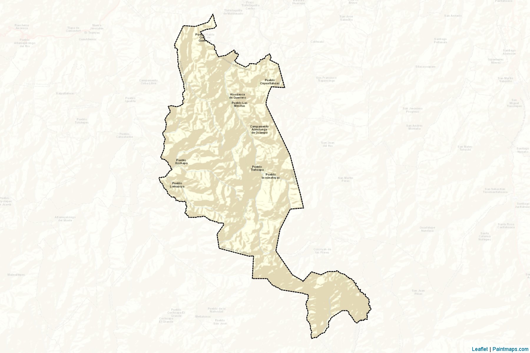 Muestras de recorte de mapas Alcozauca de Guerrero (Guerrero)-2