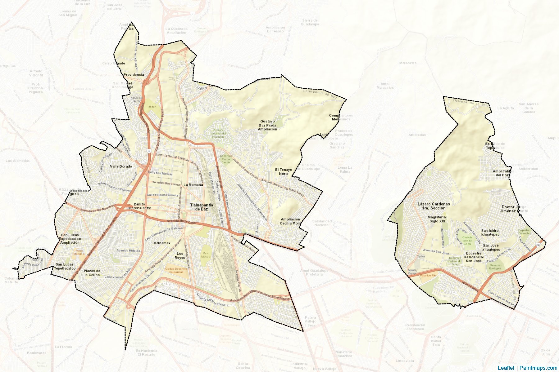 Tlalnepantla de Baz (Meksika) Haritası Örnekleri-2