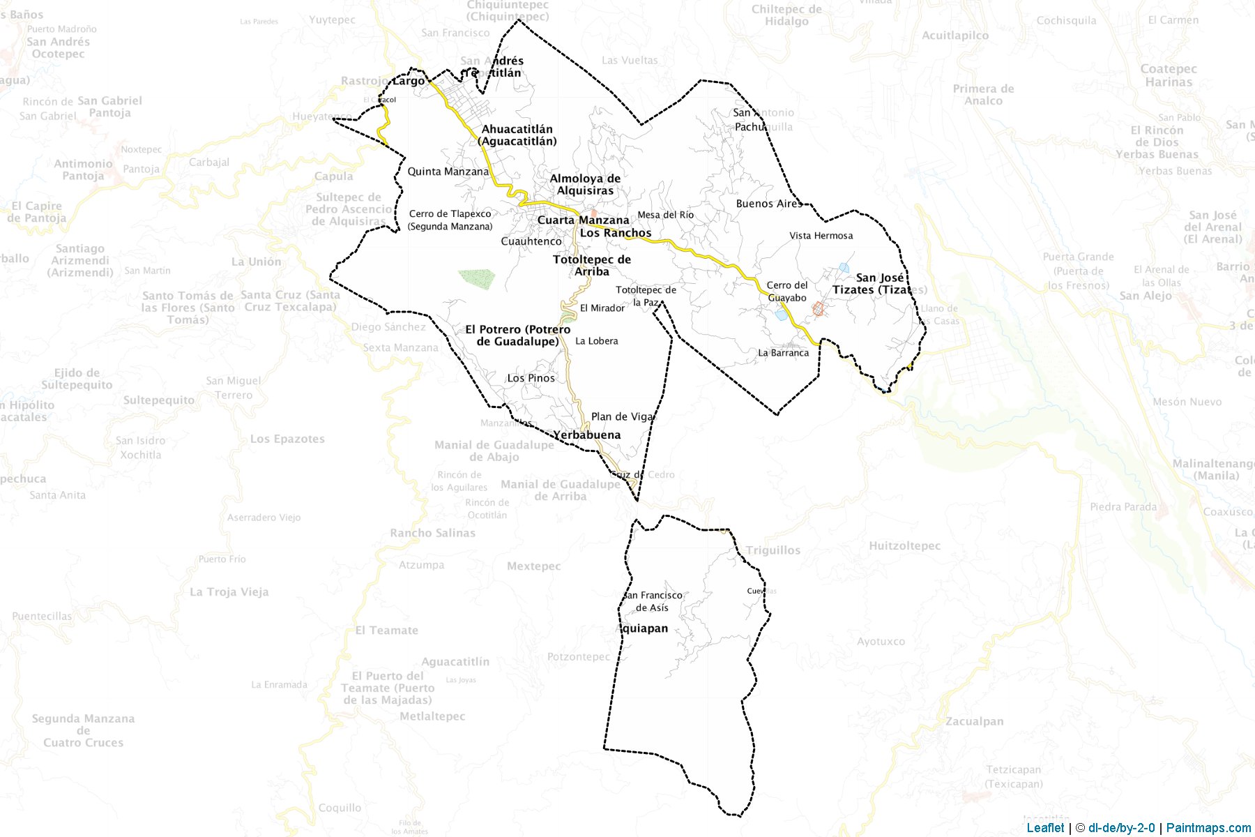 Muestras de recorte de mapas Almoloya de Alquisiras (México)-1