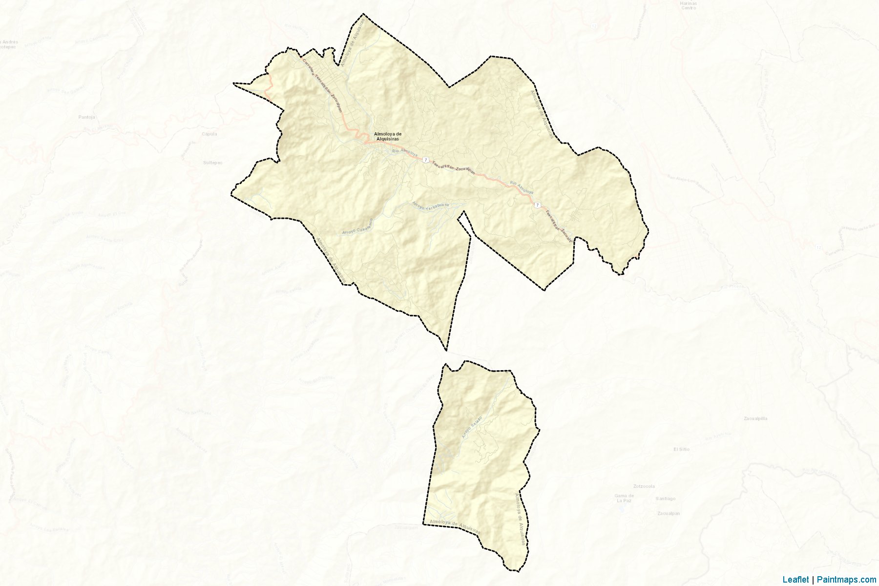 Muestras de recorte de mapas Almoloya de Alquisiras (México)-2