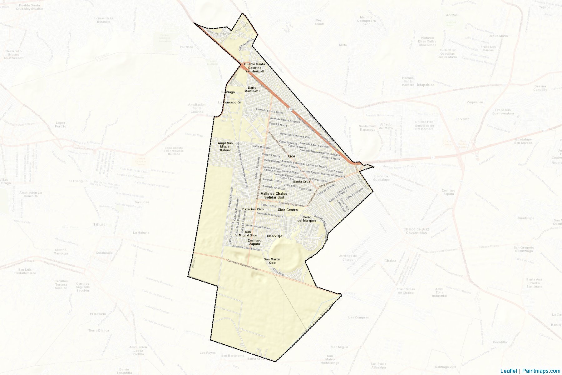 Muestras de recorte de mapas Valle de Chalco Solidaridad (México)-2