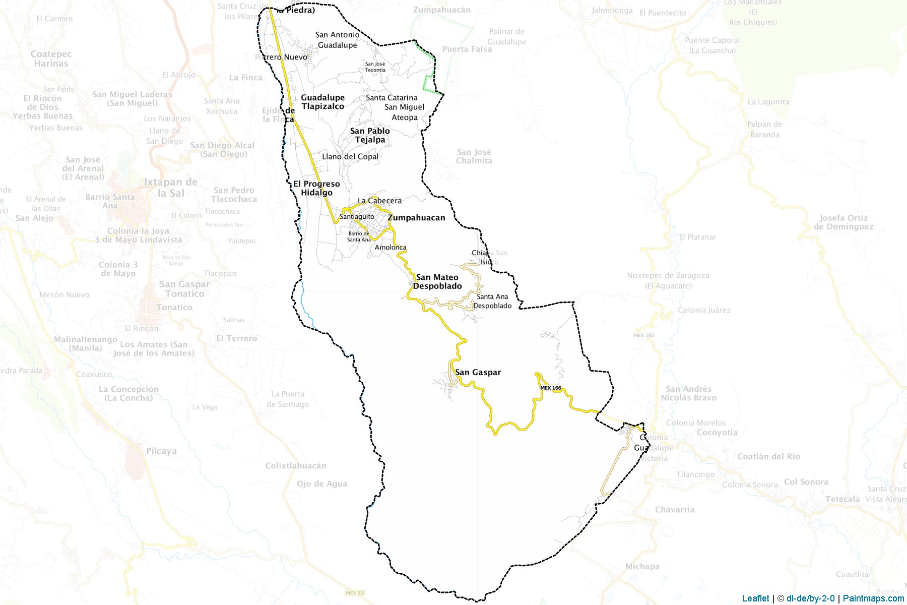 Muestras de recorte de mapas Zumpahuacán (México)-1