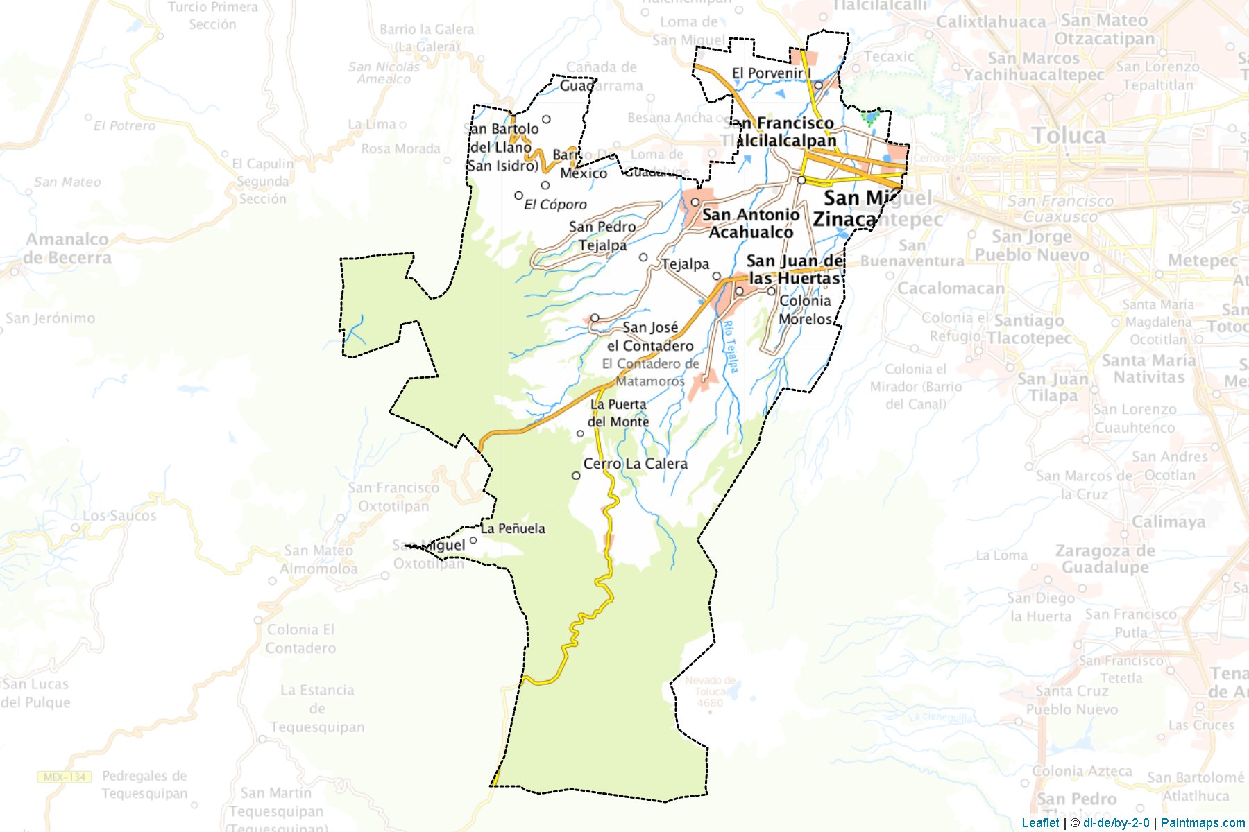 Muestras de recorte de mapas Zinacantepec (México)-1