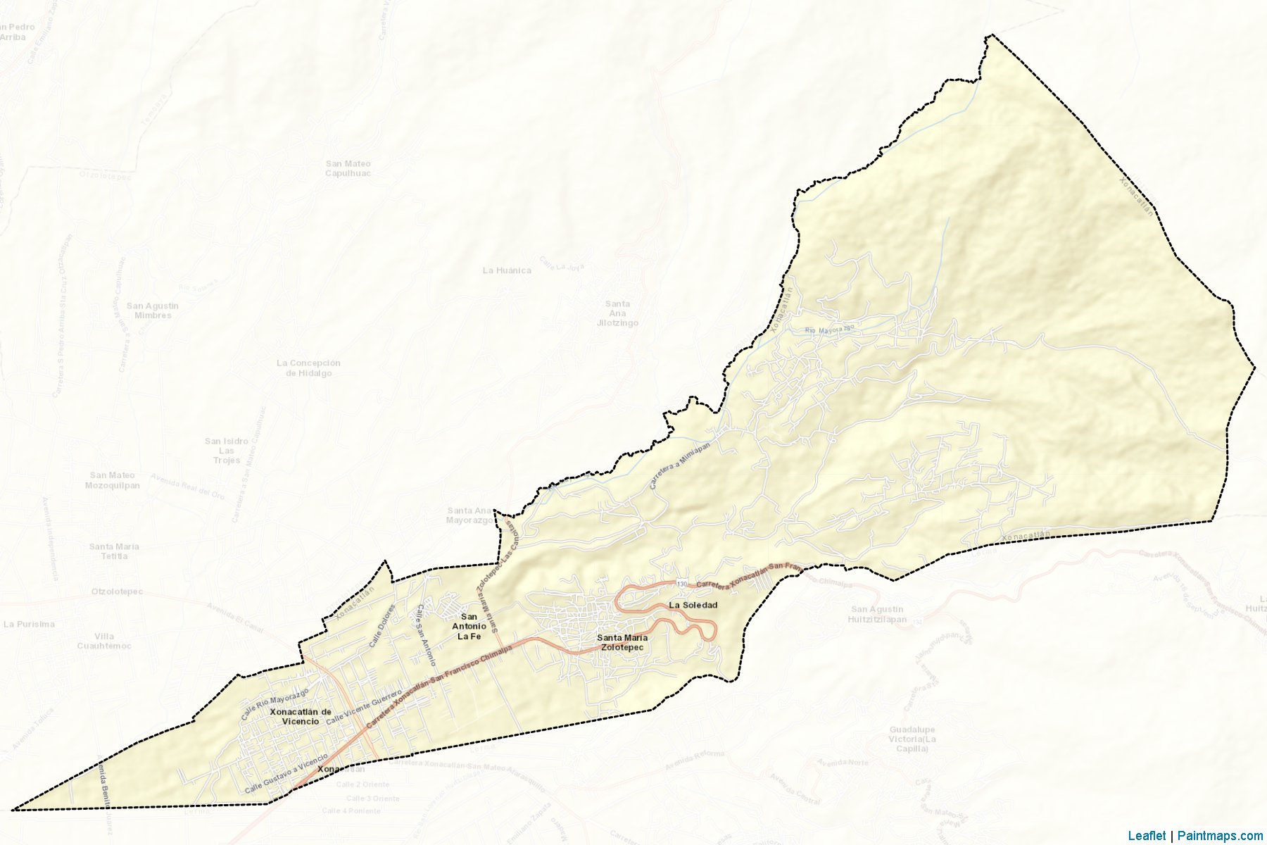 Muestras de recorte de mapas Xonacatlán (México)-2