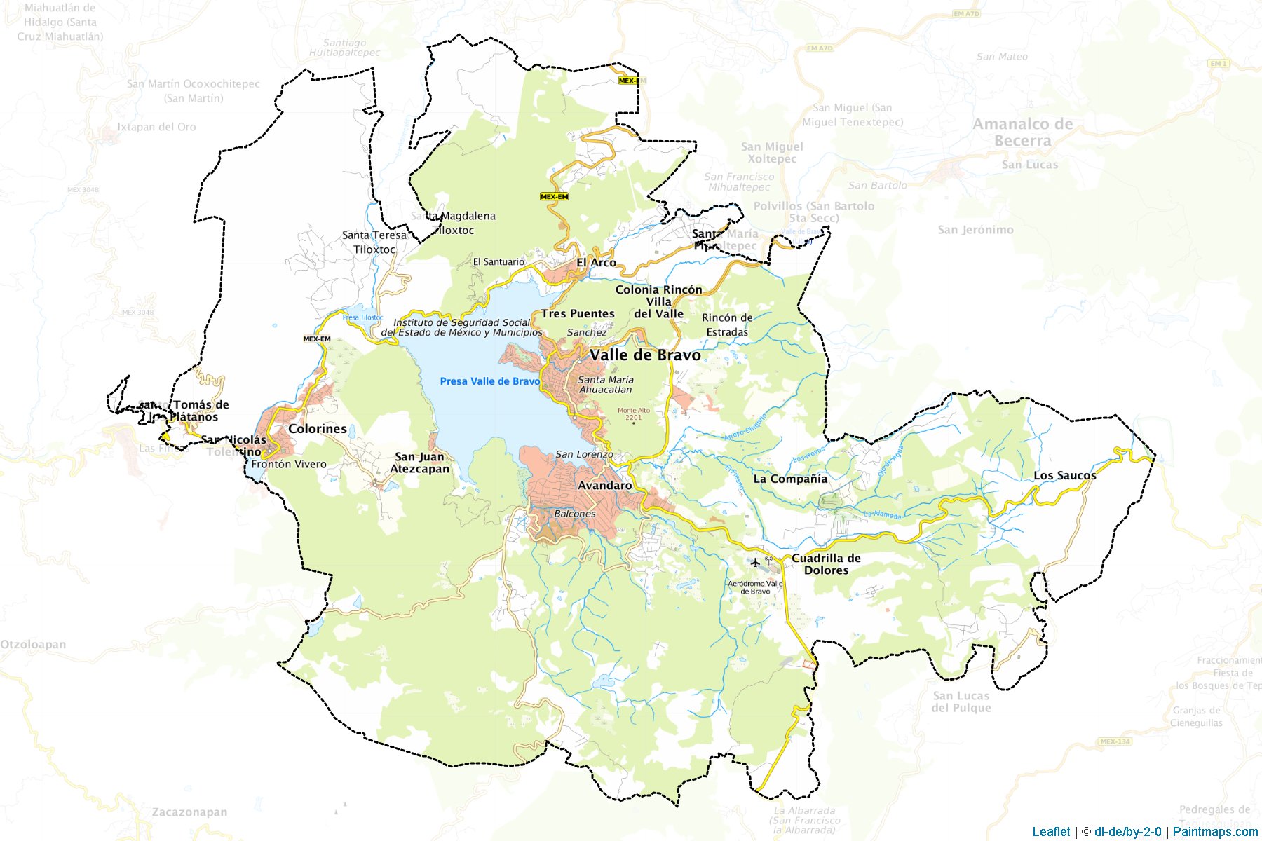 Muestras de recorte de mapas Valle de Bravo (México)-1