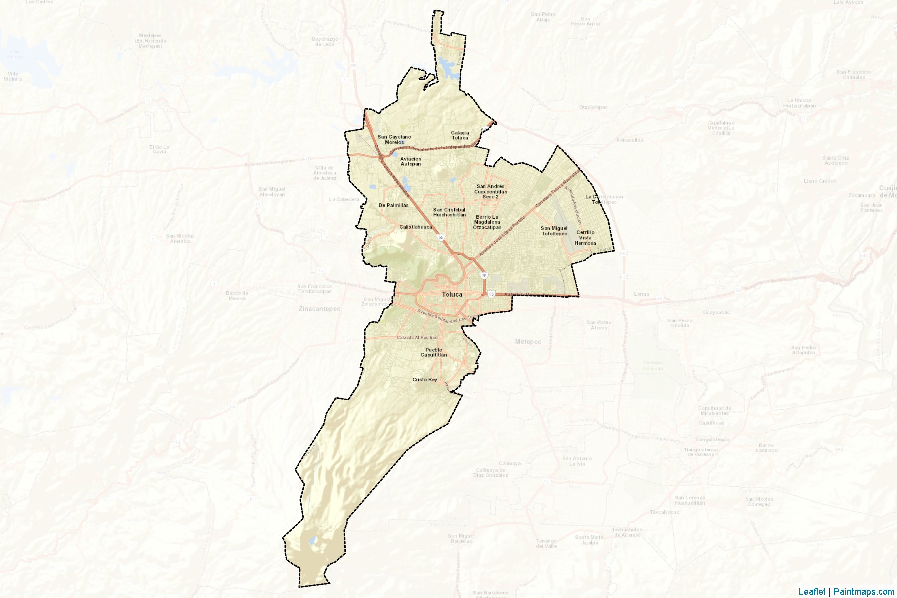 Muestras de recorte de mapas Toluca (México)-2