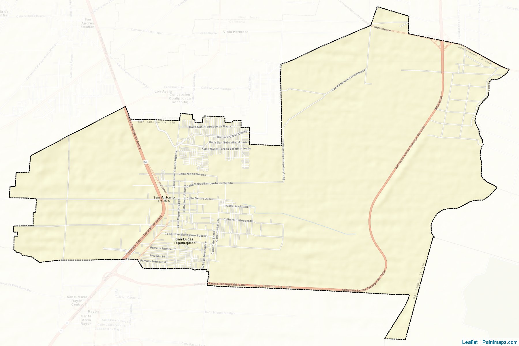 Muestras de recorte de mapas San Antonio la Isla (México)-2