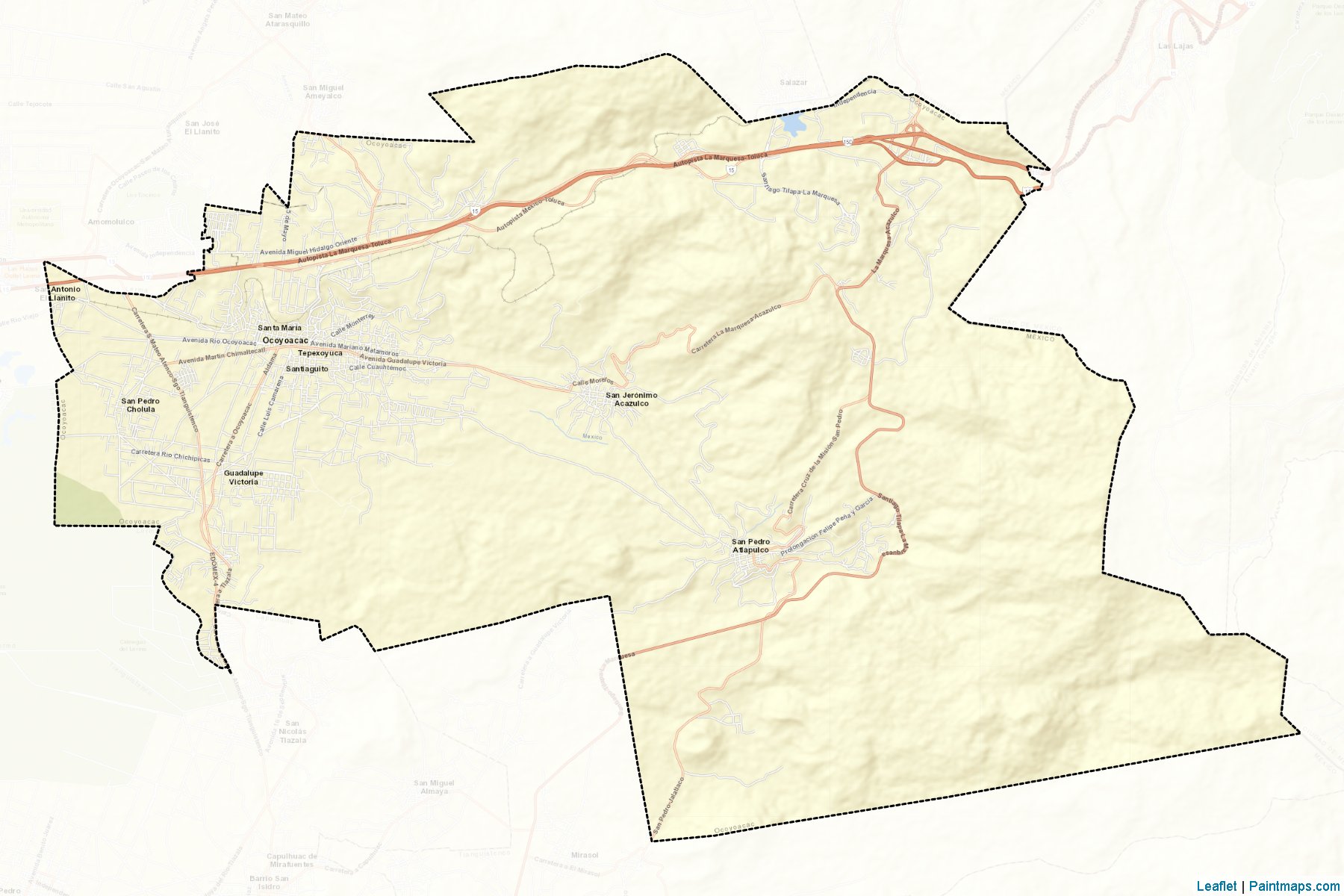 Muestras de recorte de mapas Ocoyoacac (México)-2