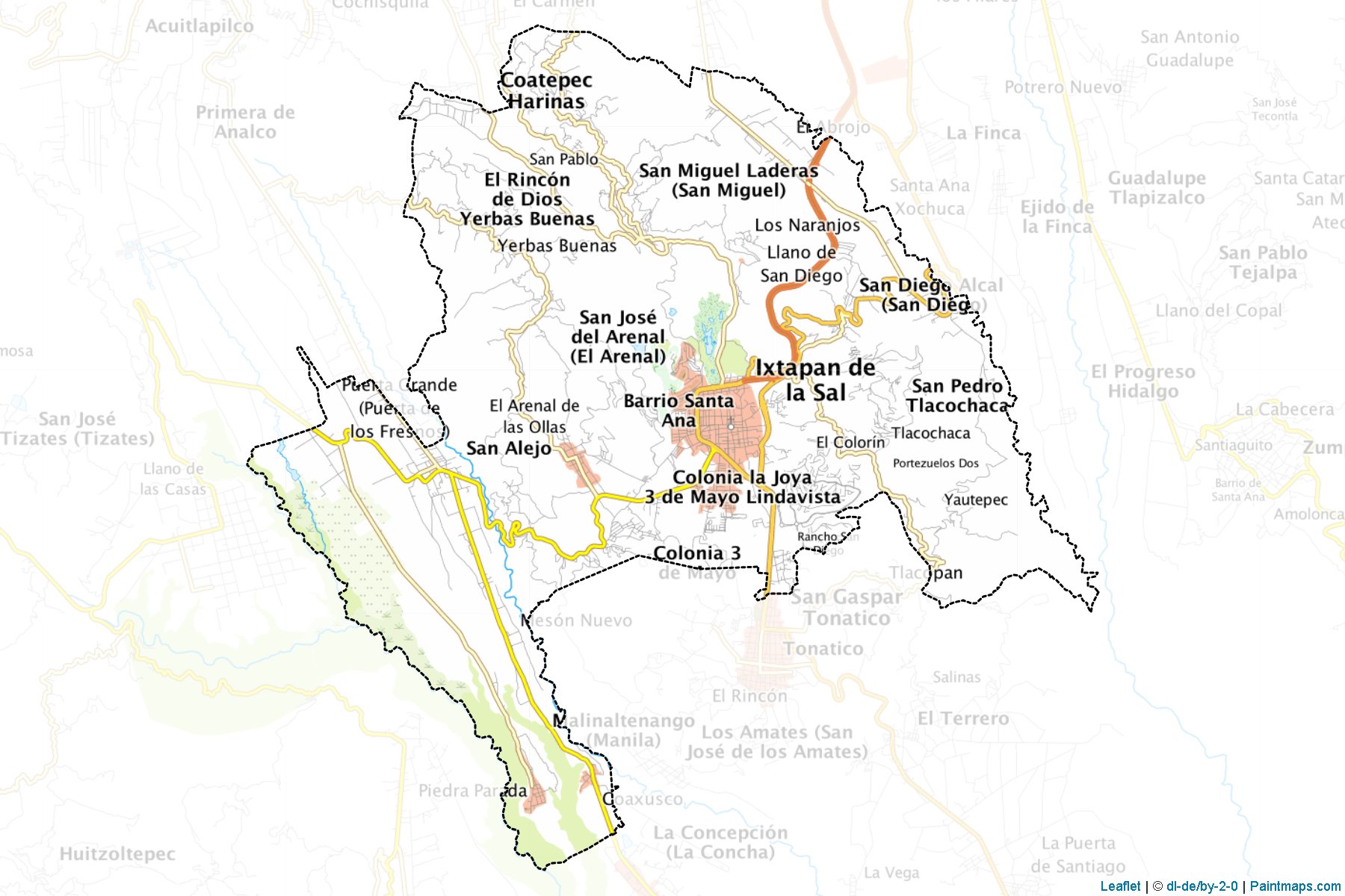 Muestras de recorte de mapas Ixtapan de la Sal (México)-1