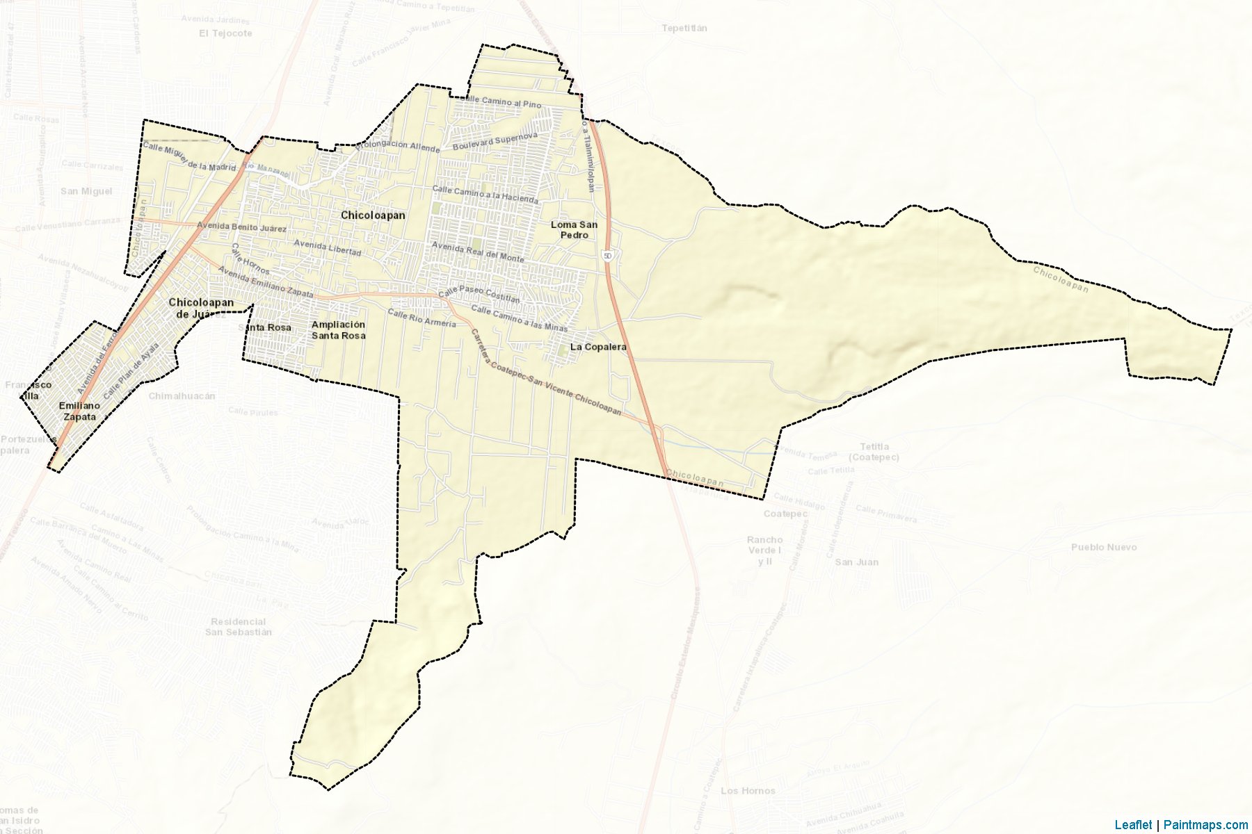 Muestras de recorte de mapas Chicoloapan (México)-2