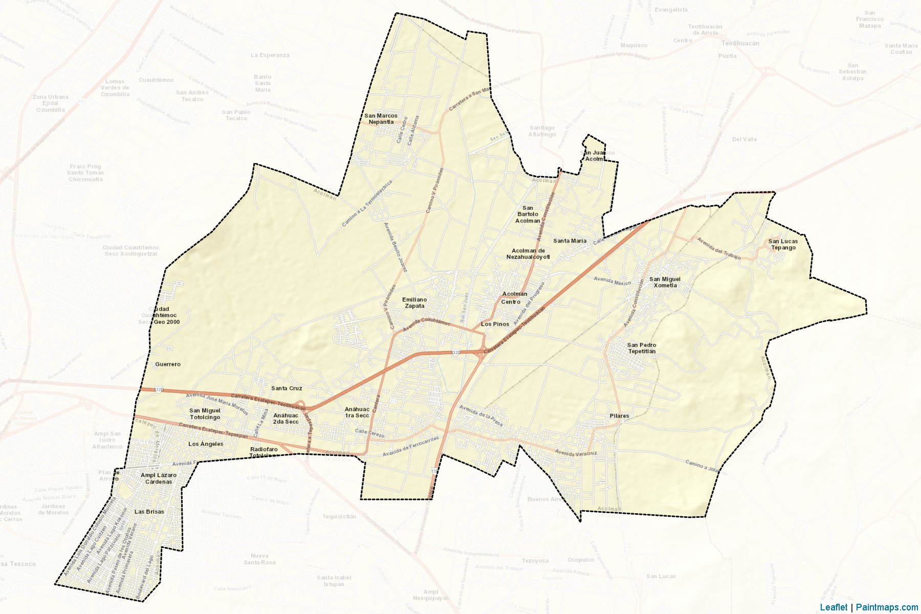 Muestras de recorte de mapas Acolman (México)-2