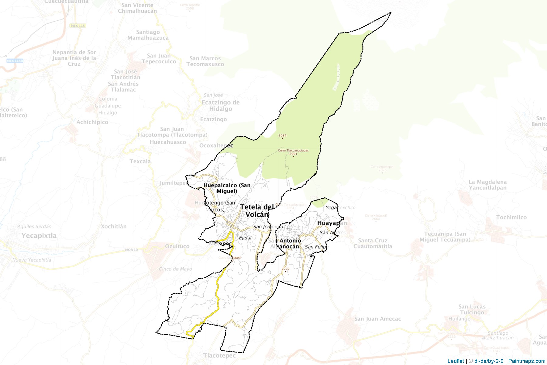 Tetela del Volcán (Morelos) Haritası Örnekleri-1